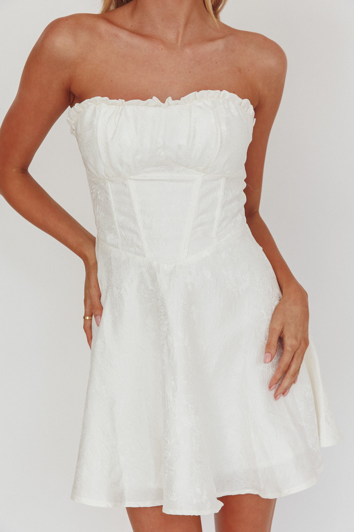 Savanna Corset Bodice Mini Dress Ivory-Maymioy