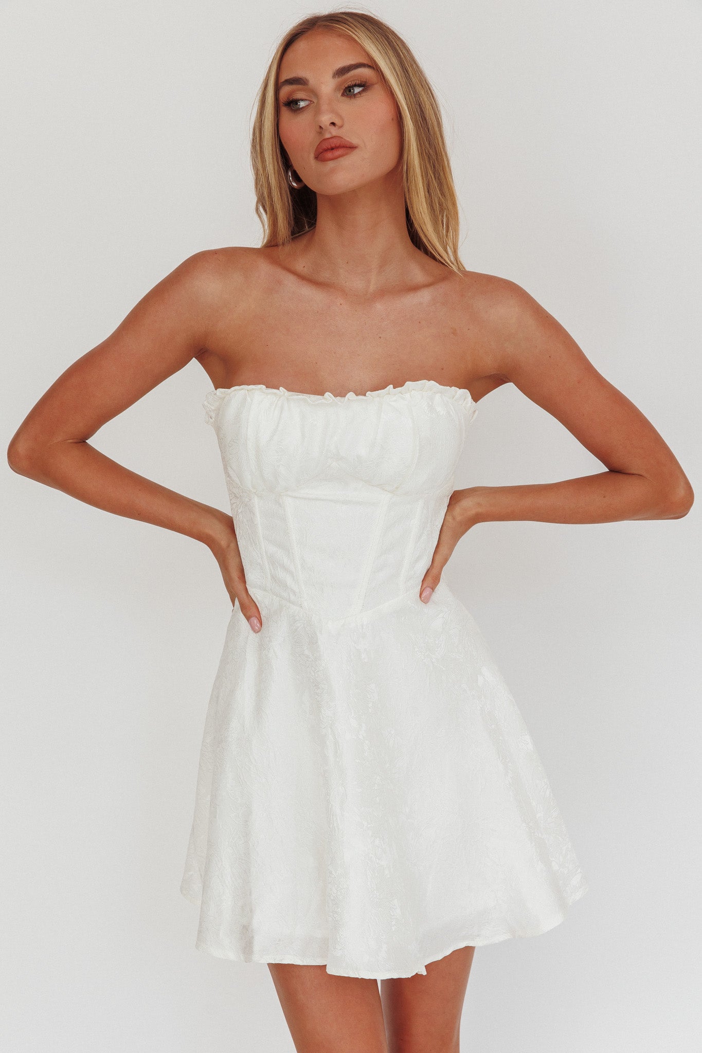 Savanna Corset Bodice Mini Dress Ivory-Maymioy