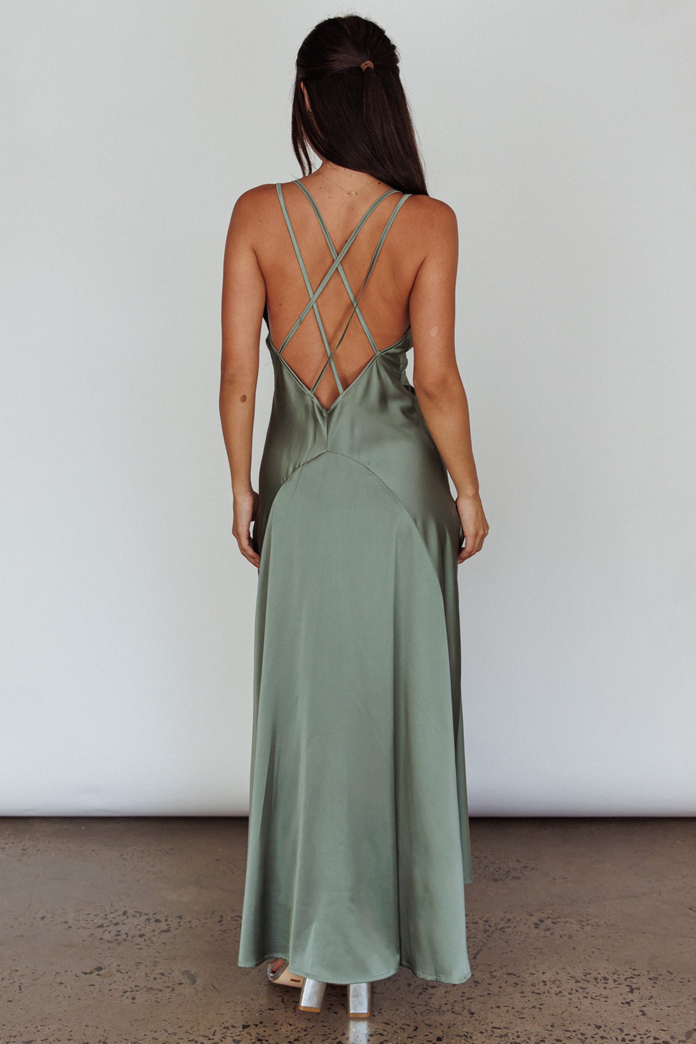 Signature Lace Trim Midi Dress Sage-Maymioy