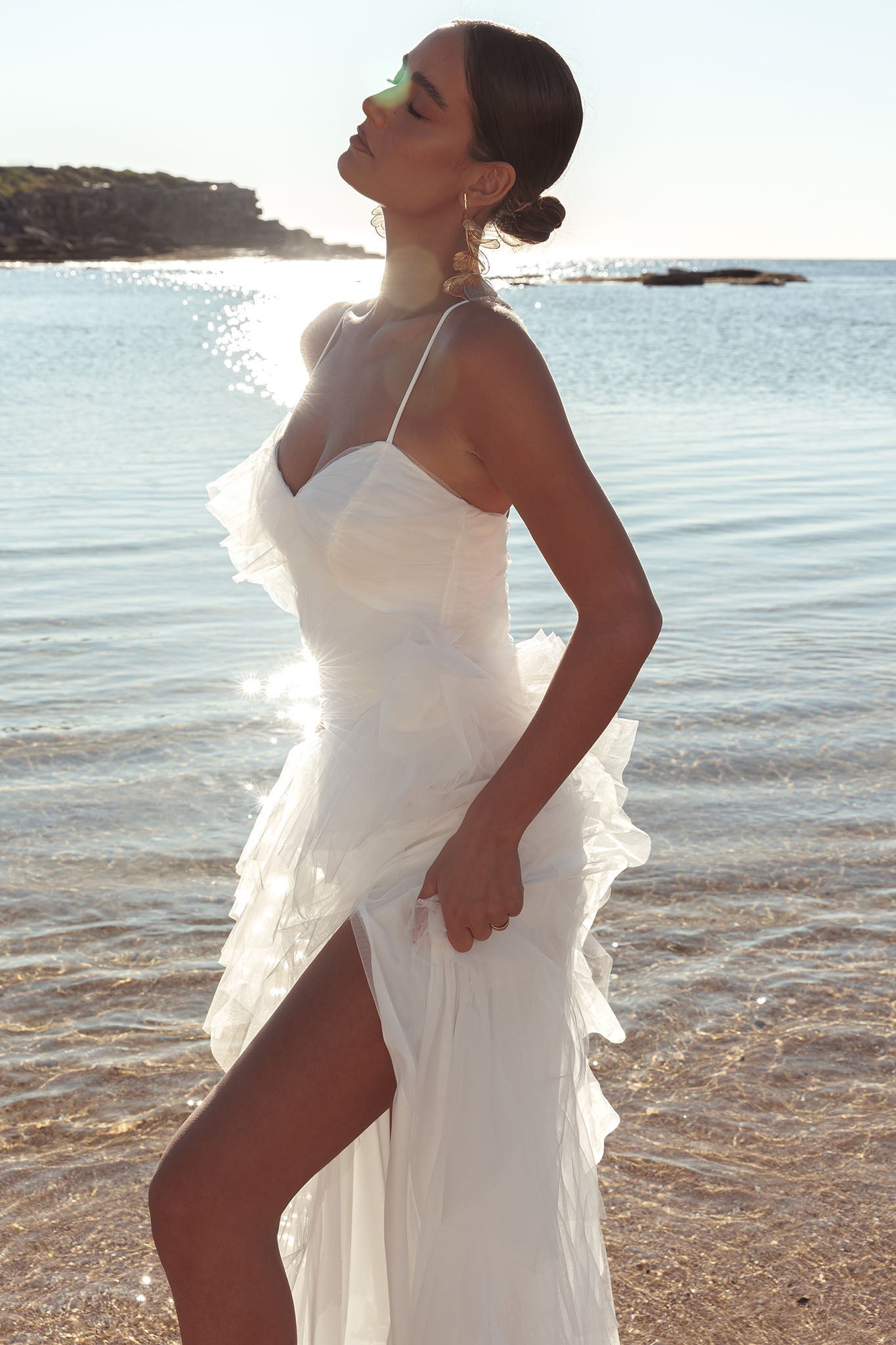 Sun To Me Tulle Maxi Dress Off White-Maymioy