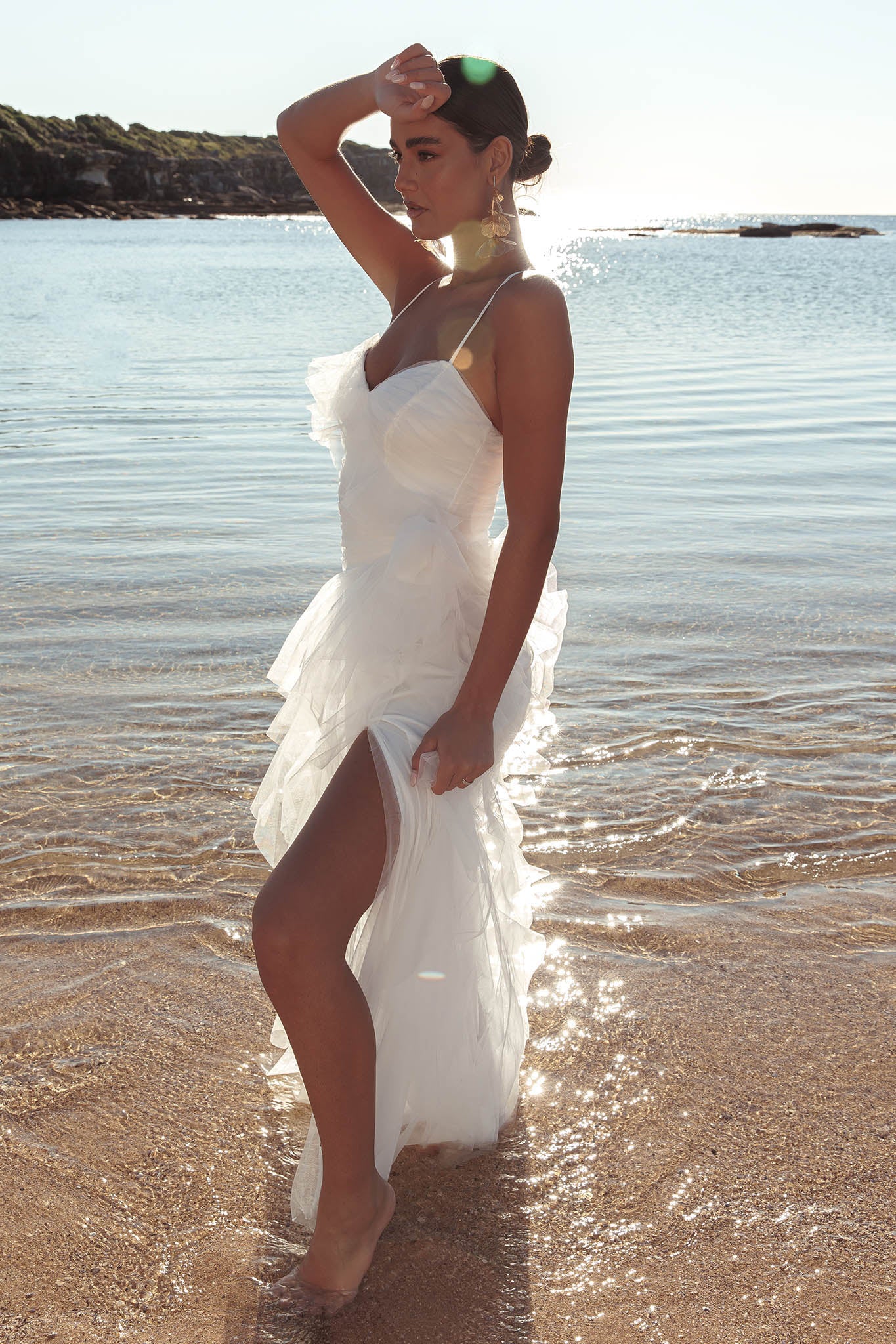 Sun To Me Tulle Maxi Dress Off White-Maymioy