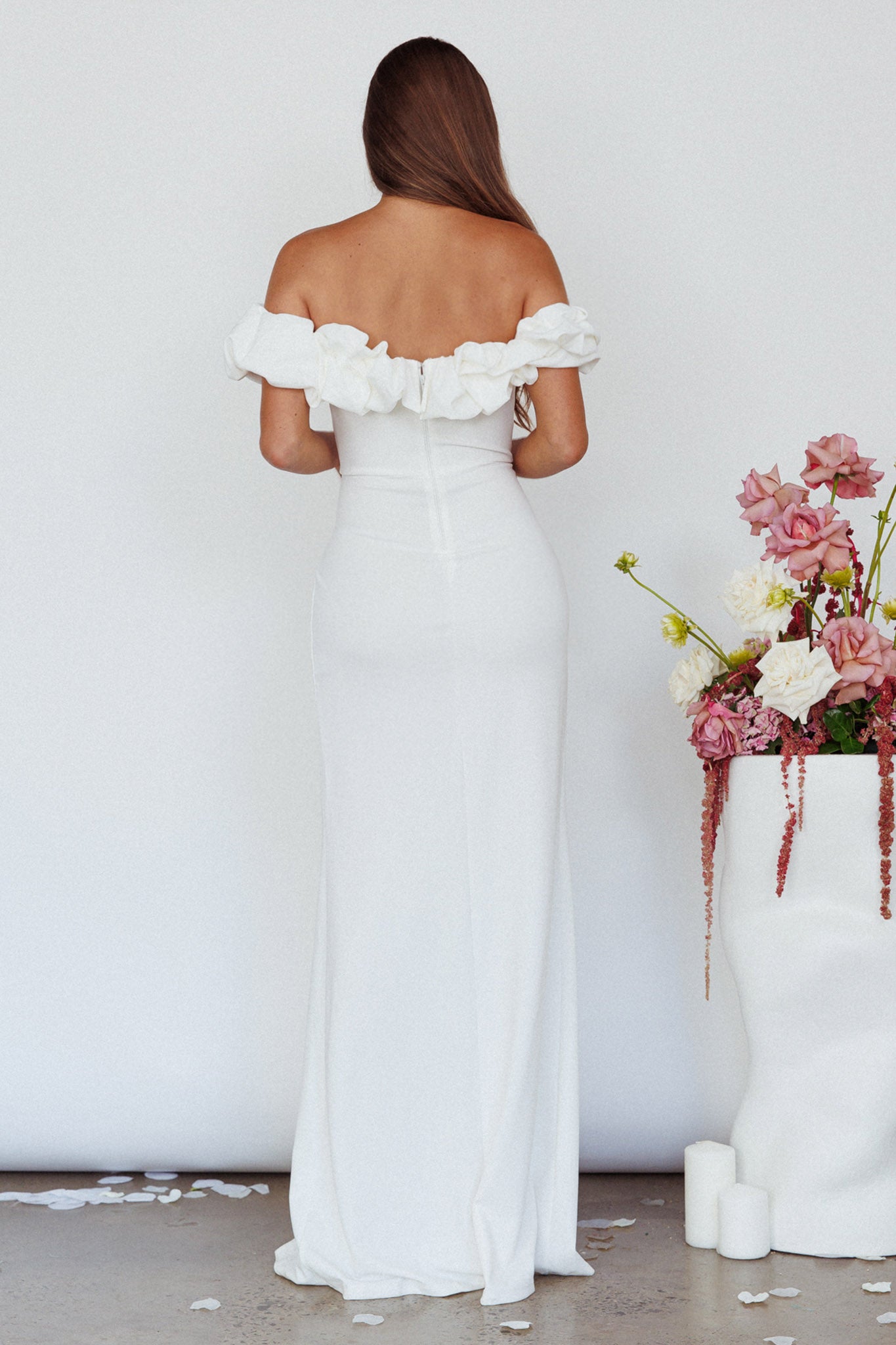 Gardena Off-Shoulder Maxi Dress Ivory-Maymioy