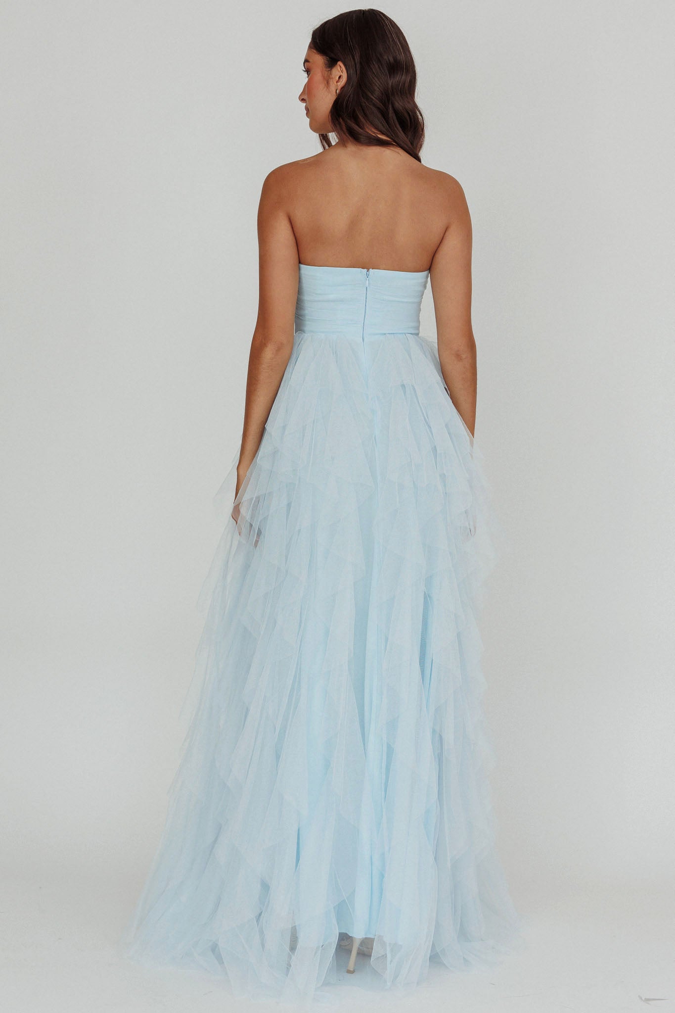 Rori Tulle Cascade Maxi Dress Blue-Maymioy