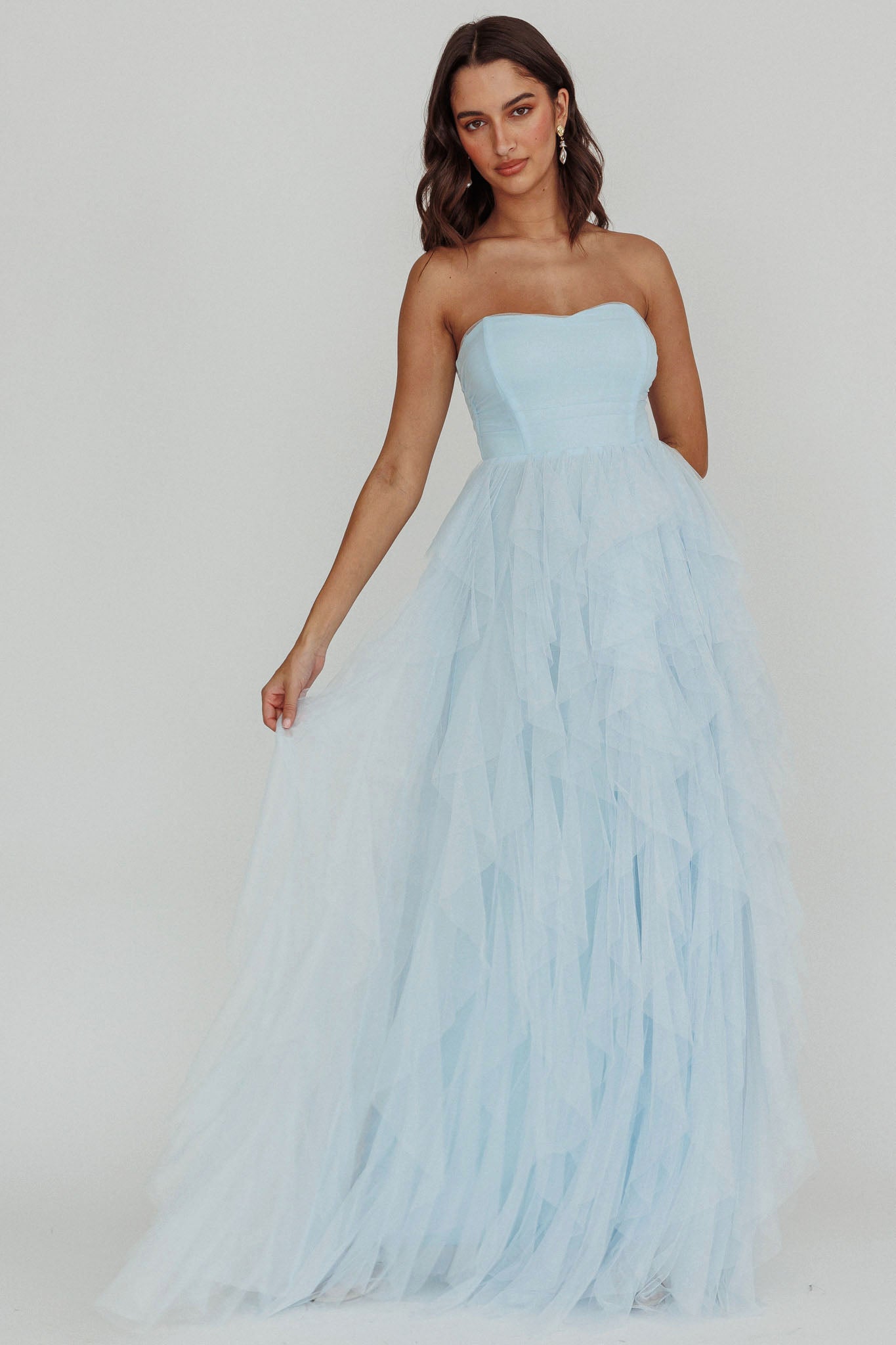 Rori Tulle Cascade Maxi Dress Blue-Maymioy