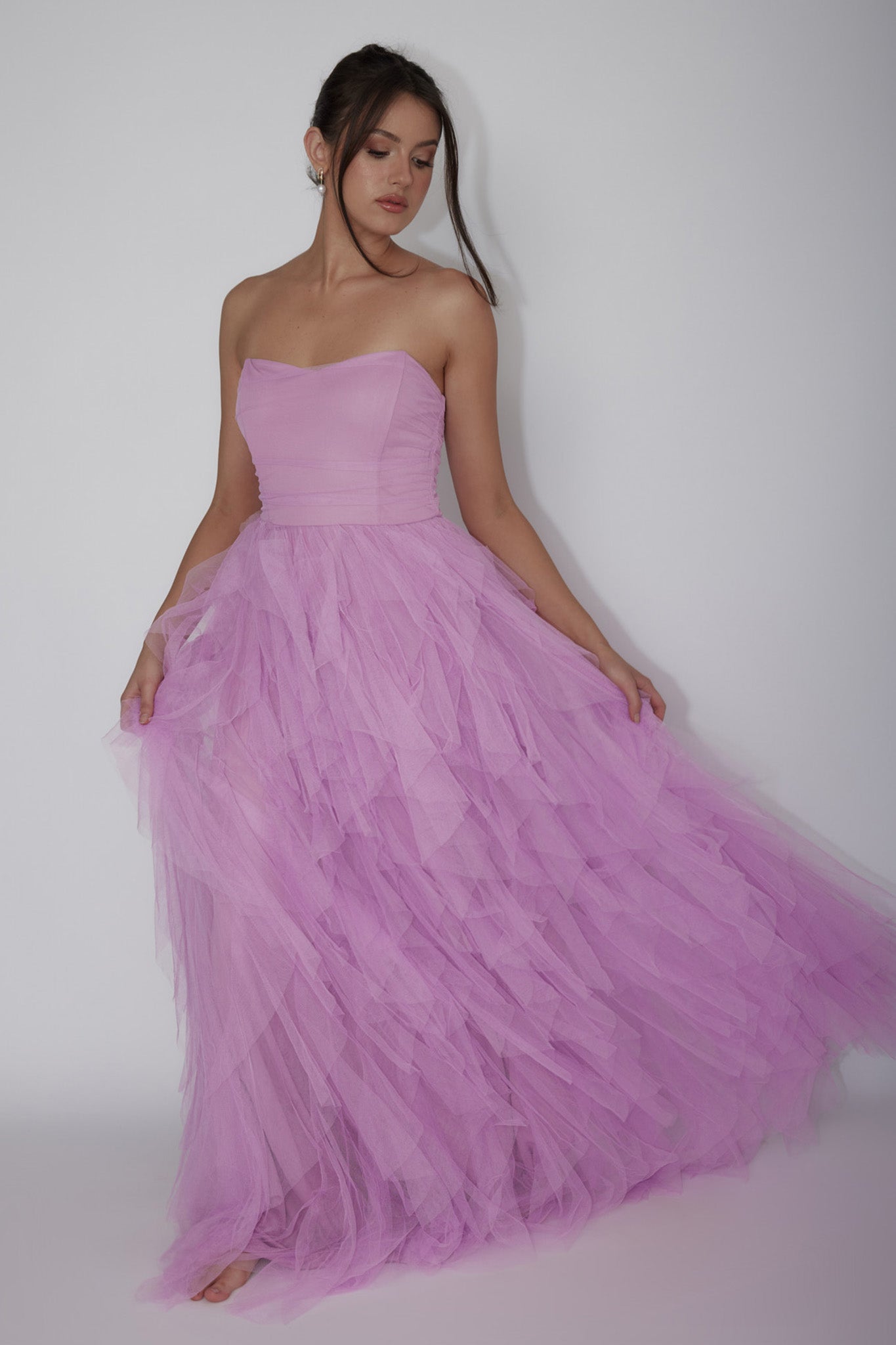 Rori Tulle Cascade Maxi Dress Orchid-Maymioy