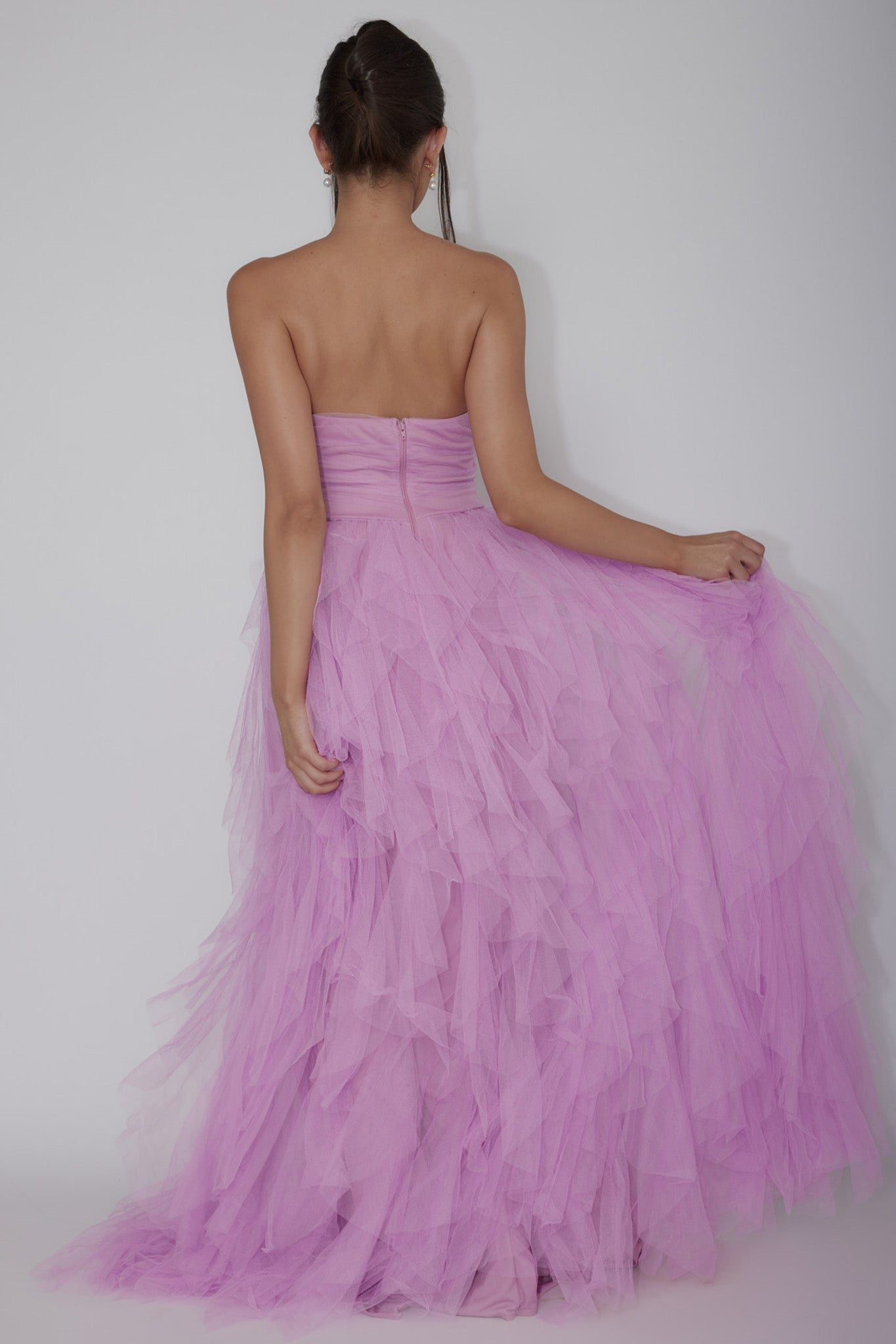Rori Tulle Cascade Maxi Dress Orchid-Maymioy