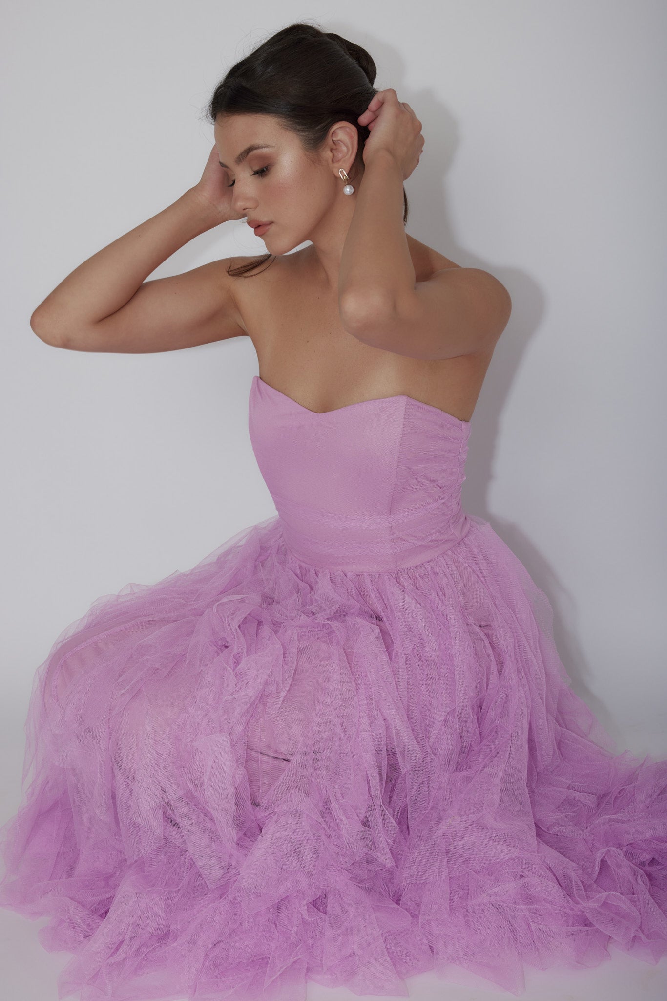 Rori Tulle Cascade Maxi Dress Orchid-Maymioy