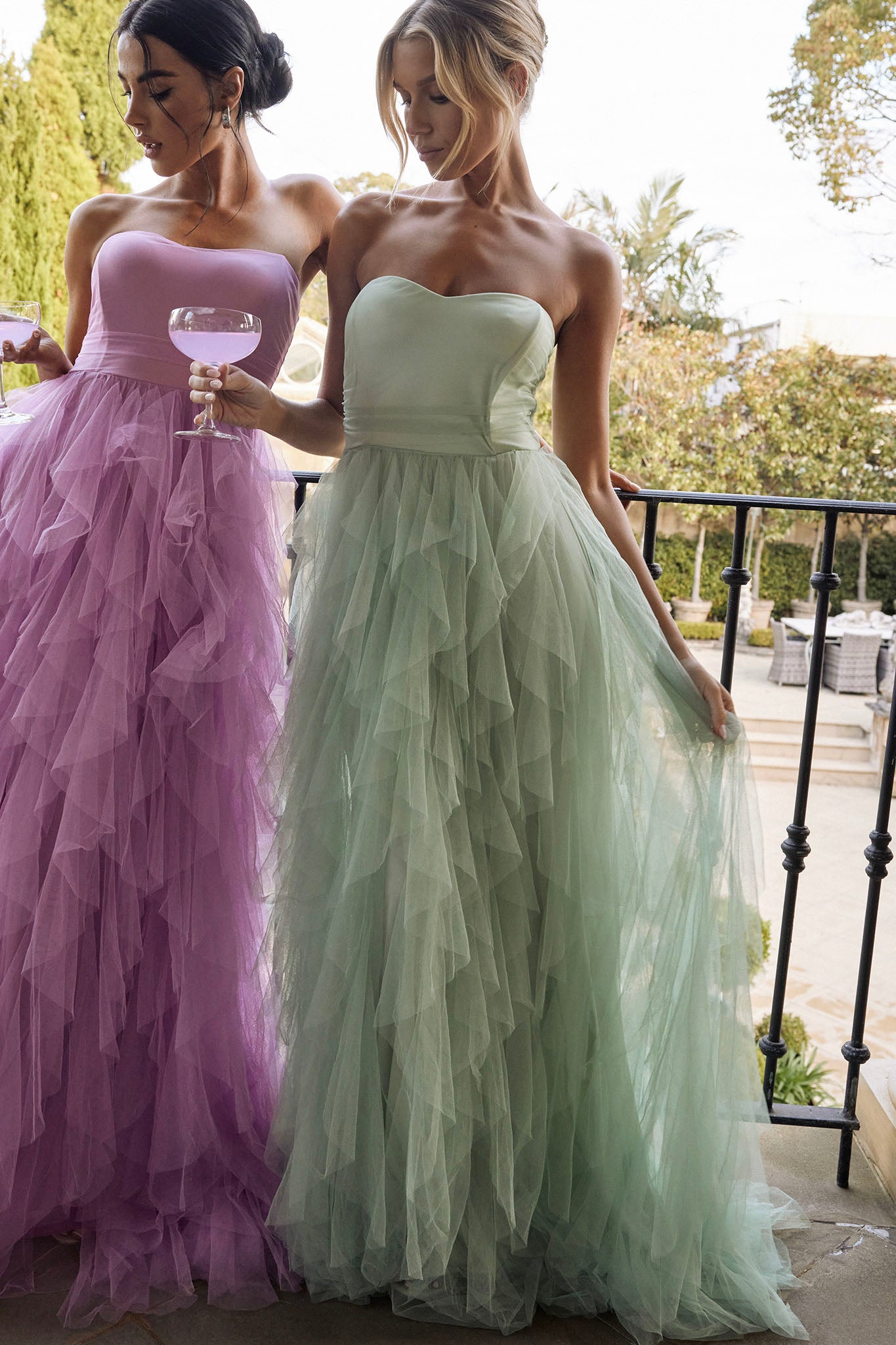 Rori Tulle Cascade Maxi Dress Sage-Maymioy