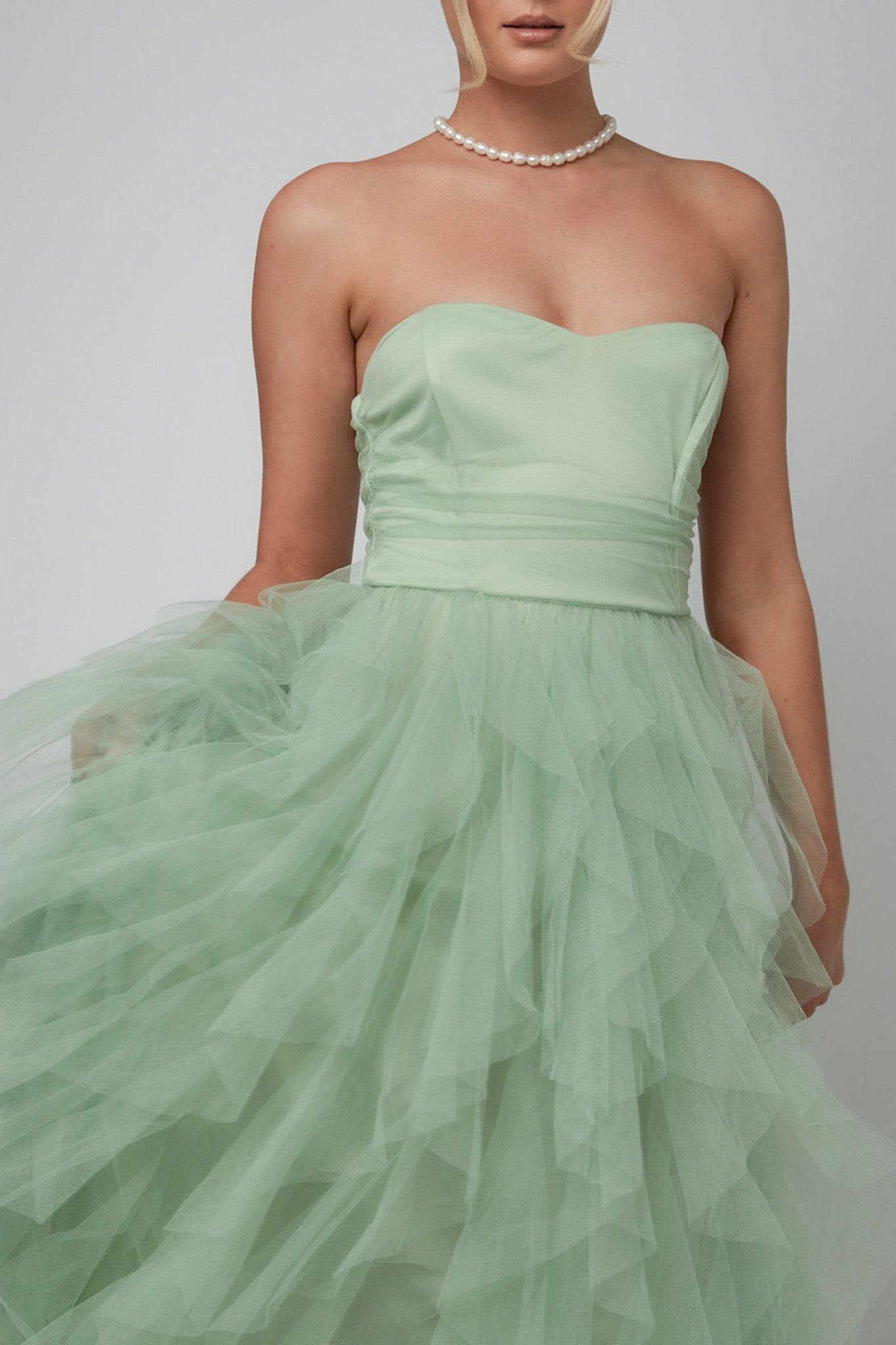 Rori Tulle Cascade Maxi Dress Sage-Maymioy