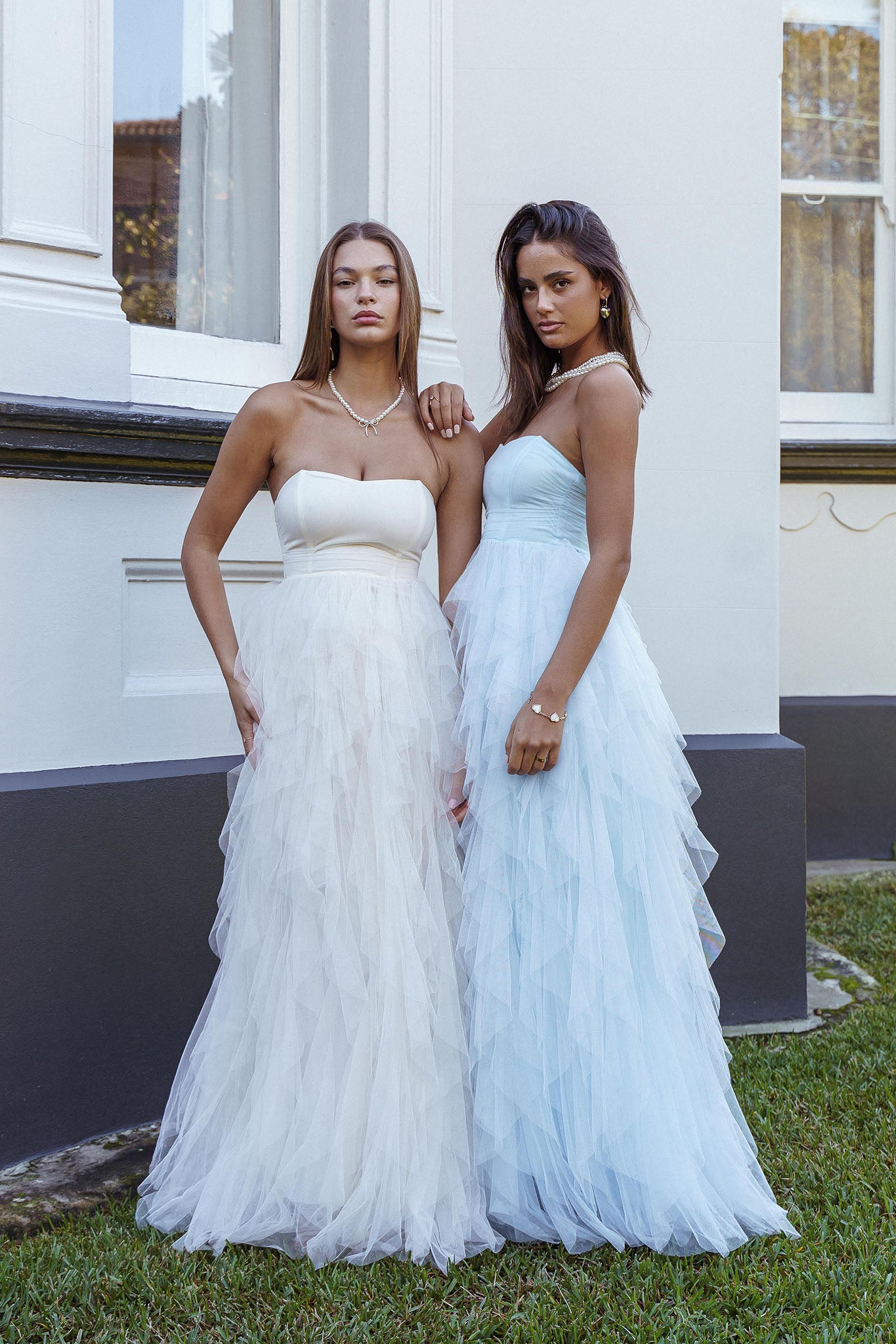 Rori Tulle Cascade Maxi Dress Ivory-Maymioy
