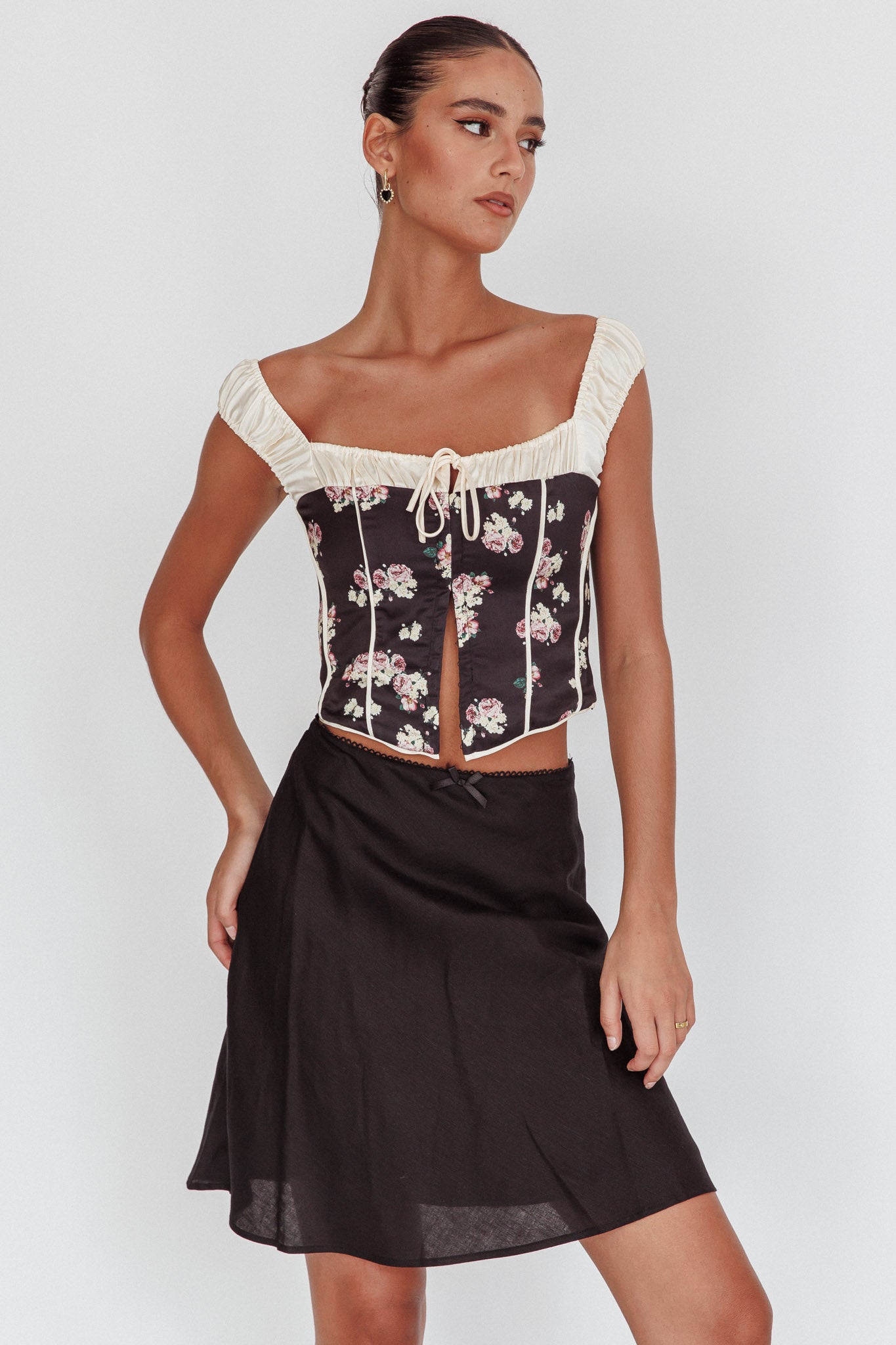 Emotional Knee Length Skirt Black-Maymioy