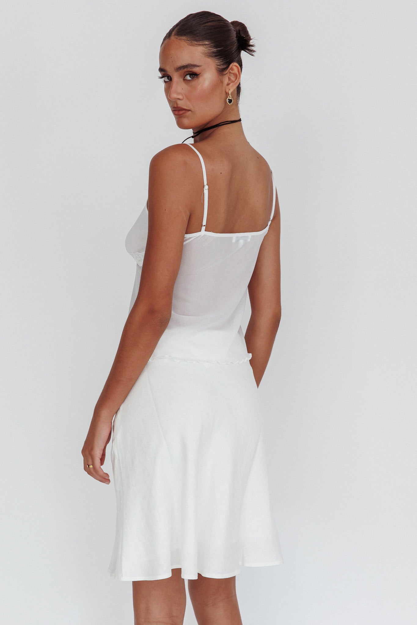 Emotional Knee Length Skirt Off White-Maymioy