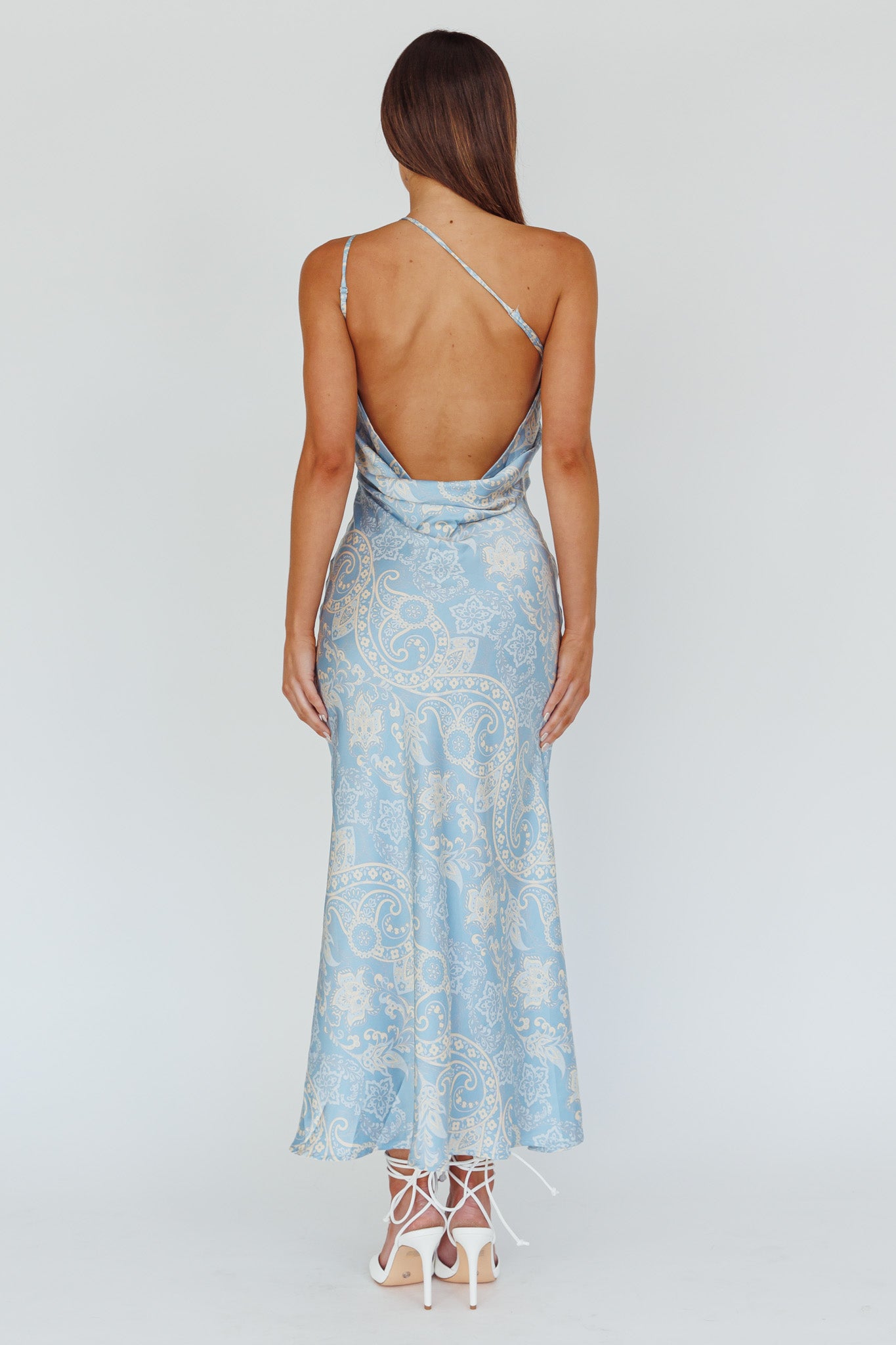 Eloah One-Shoulder Maxi Dress Blue Multi-Maymioy