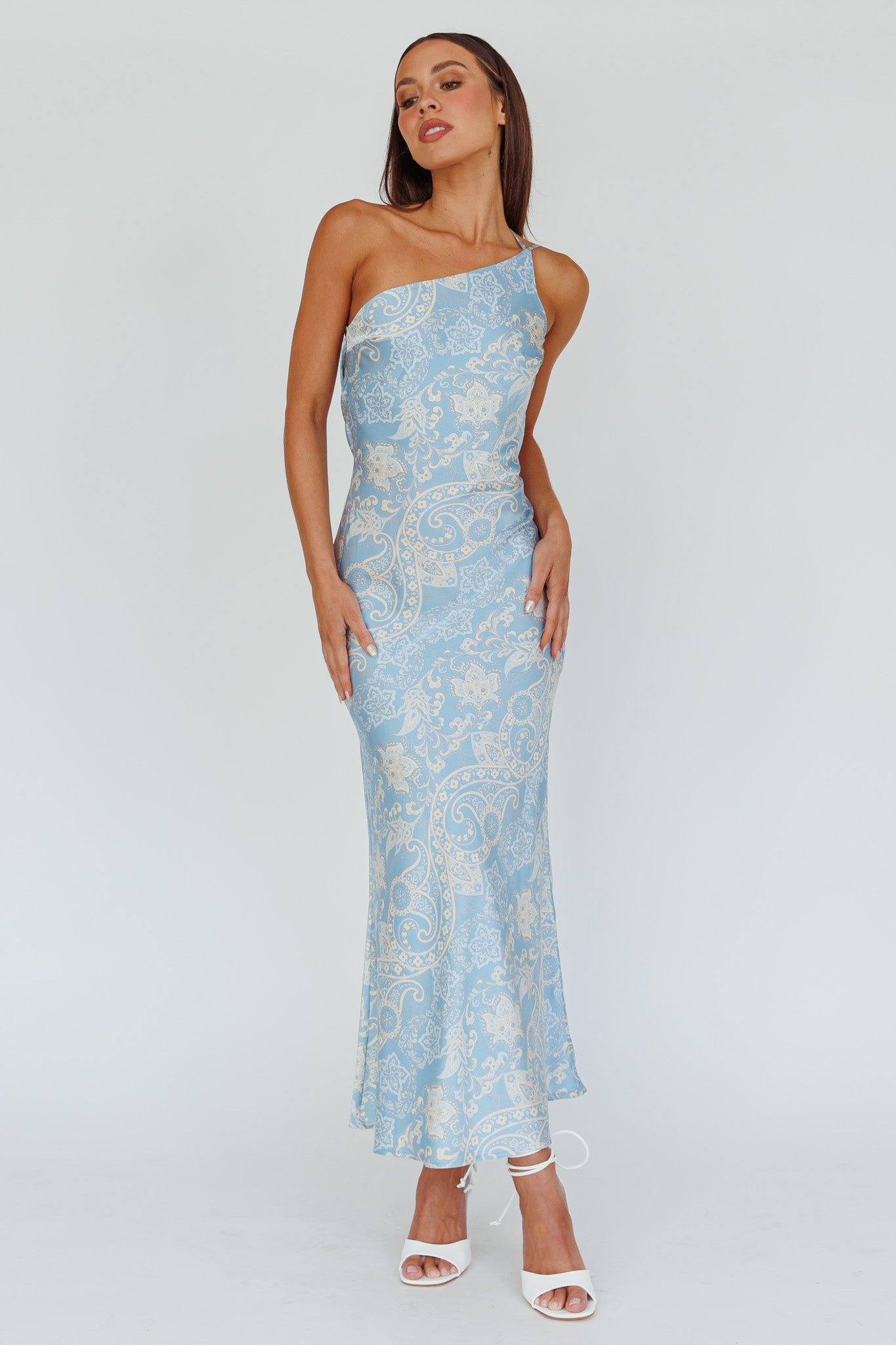 Eloah One-Shoulder Maxi Dress Blue Multi-Maymioy
