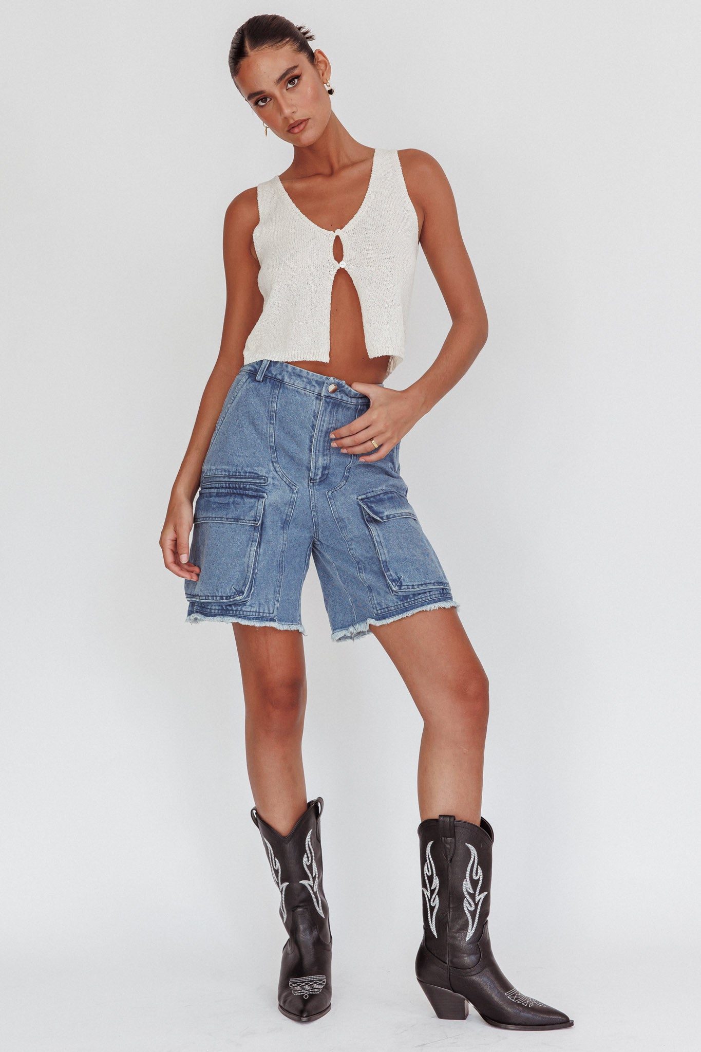 Tardy Cargo Short Jorts Denim-Maymioy