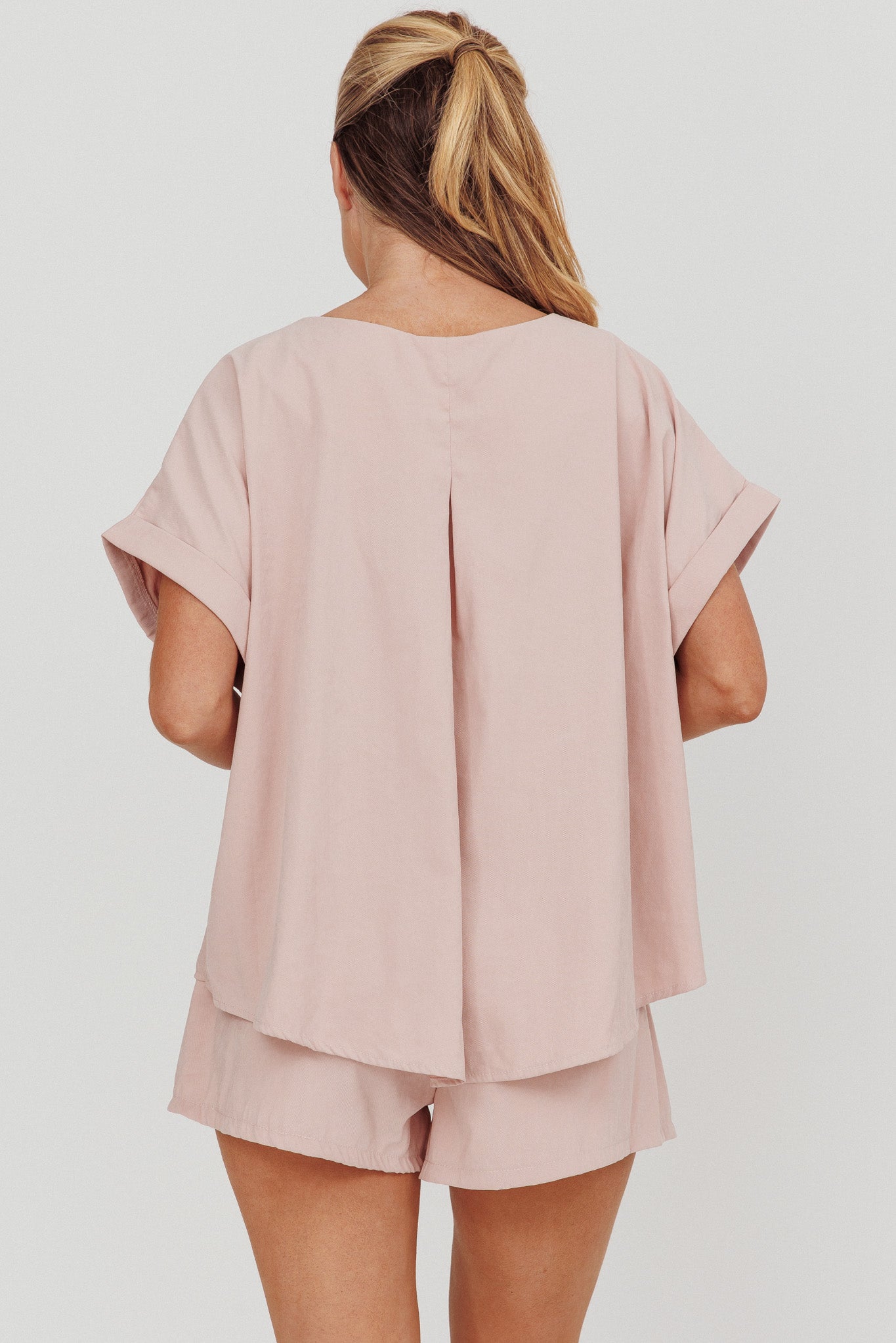 Yuna Pleat Back Boxy Tee Blush-Maymioy