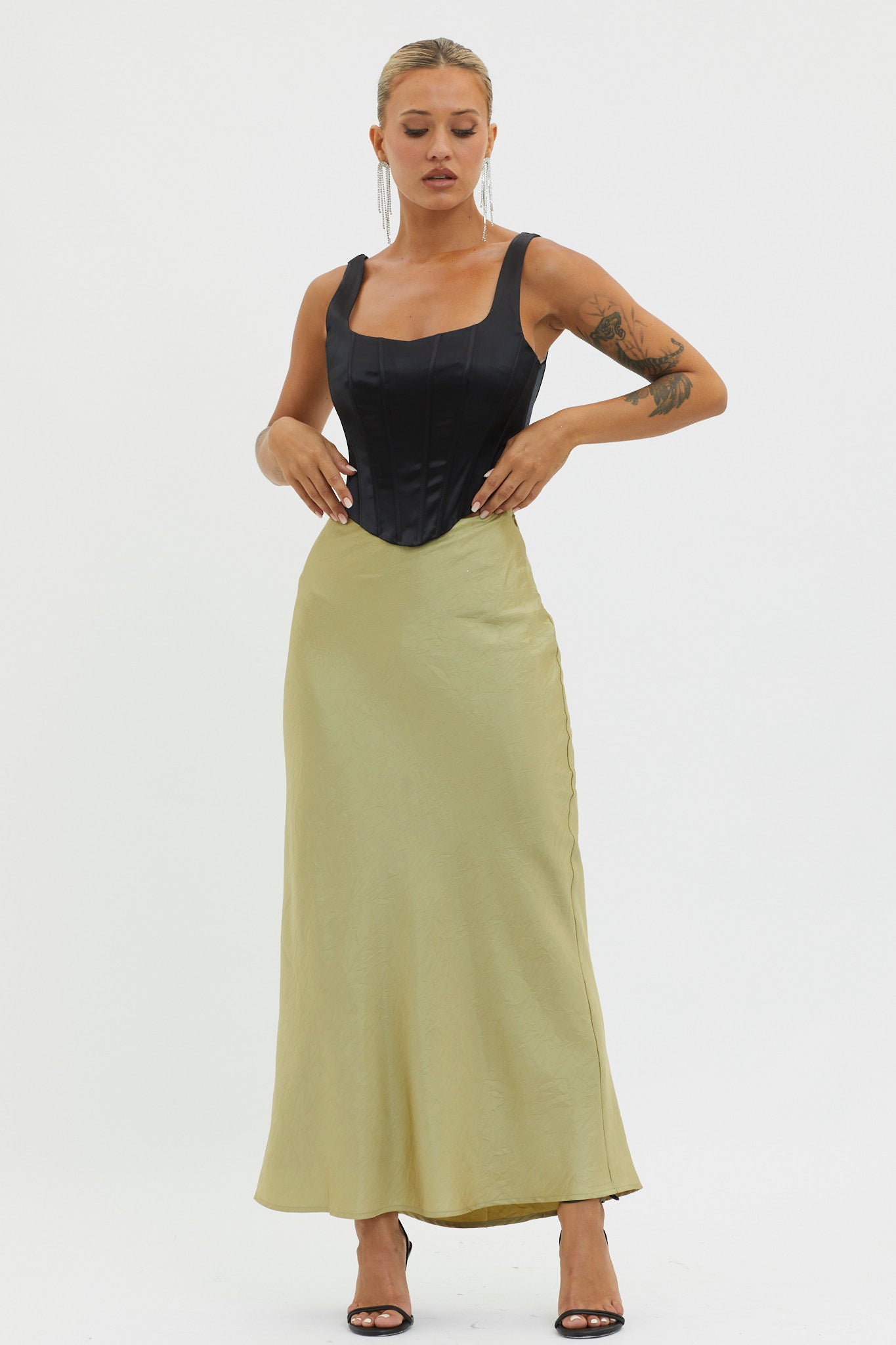 Guiding Light Midi Skirt Light Green-Maymioy
