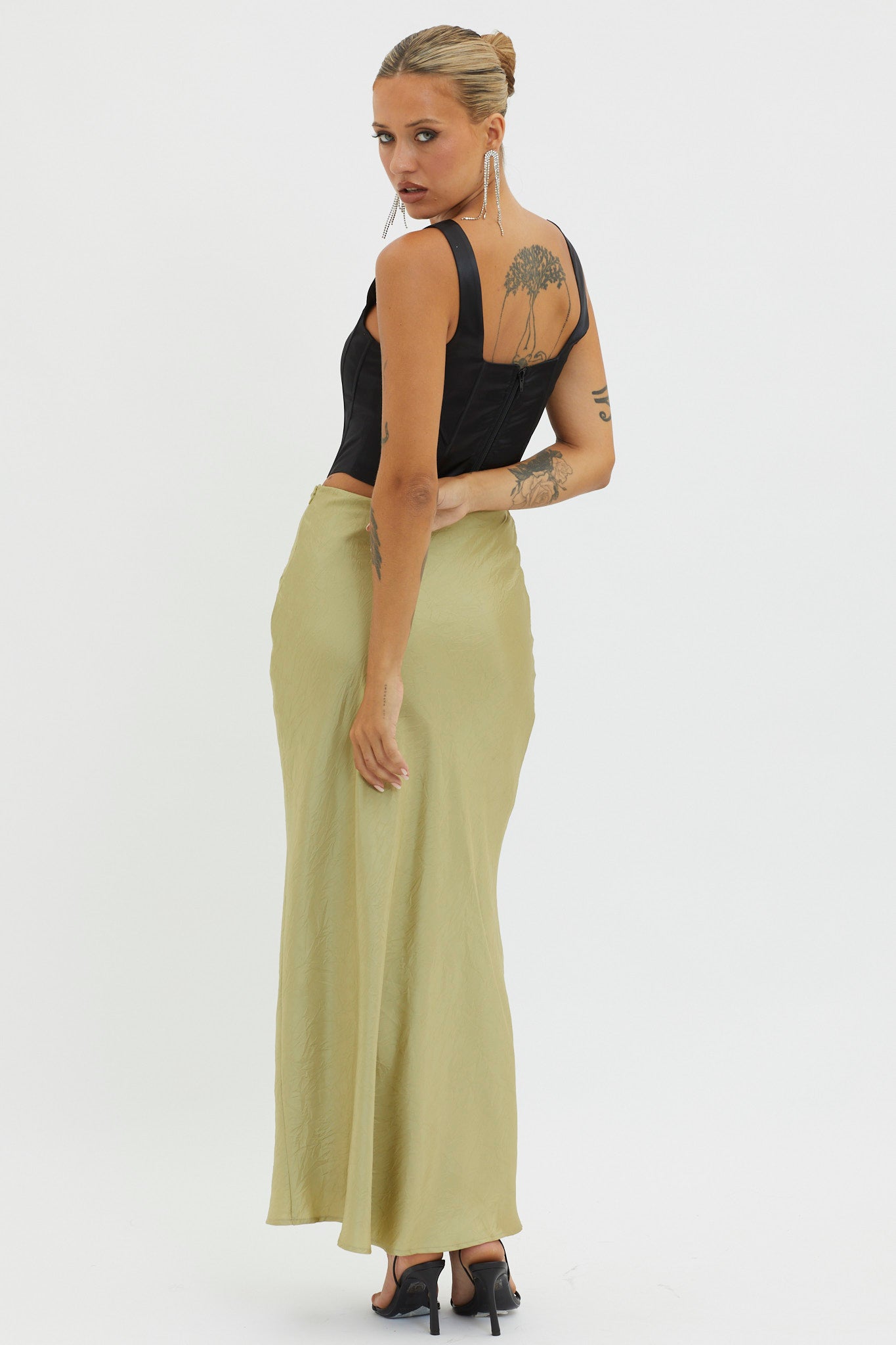 Guiding Light Midi Skirt Light Green-Maymioy