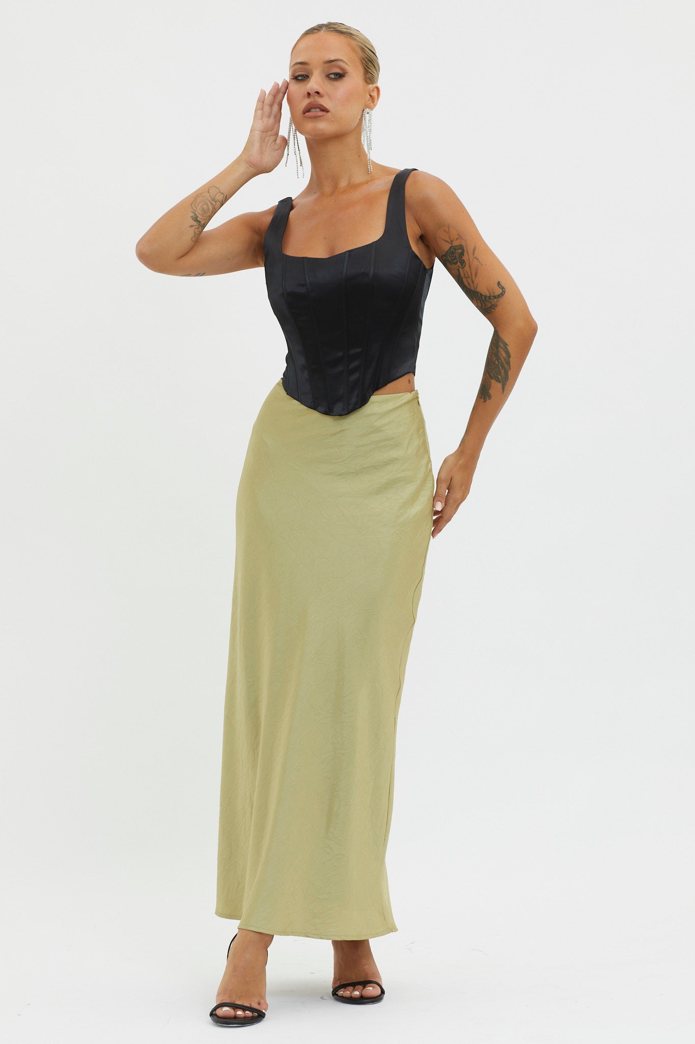 Guiding Light Midi Skirt Light Green-Maymioy