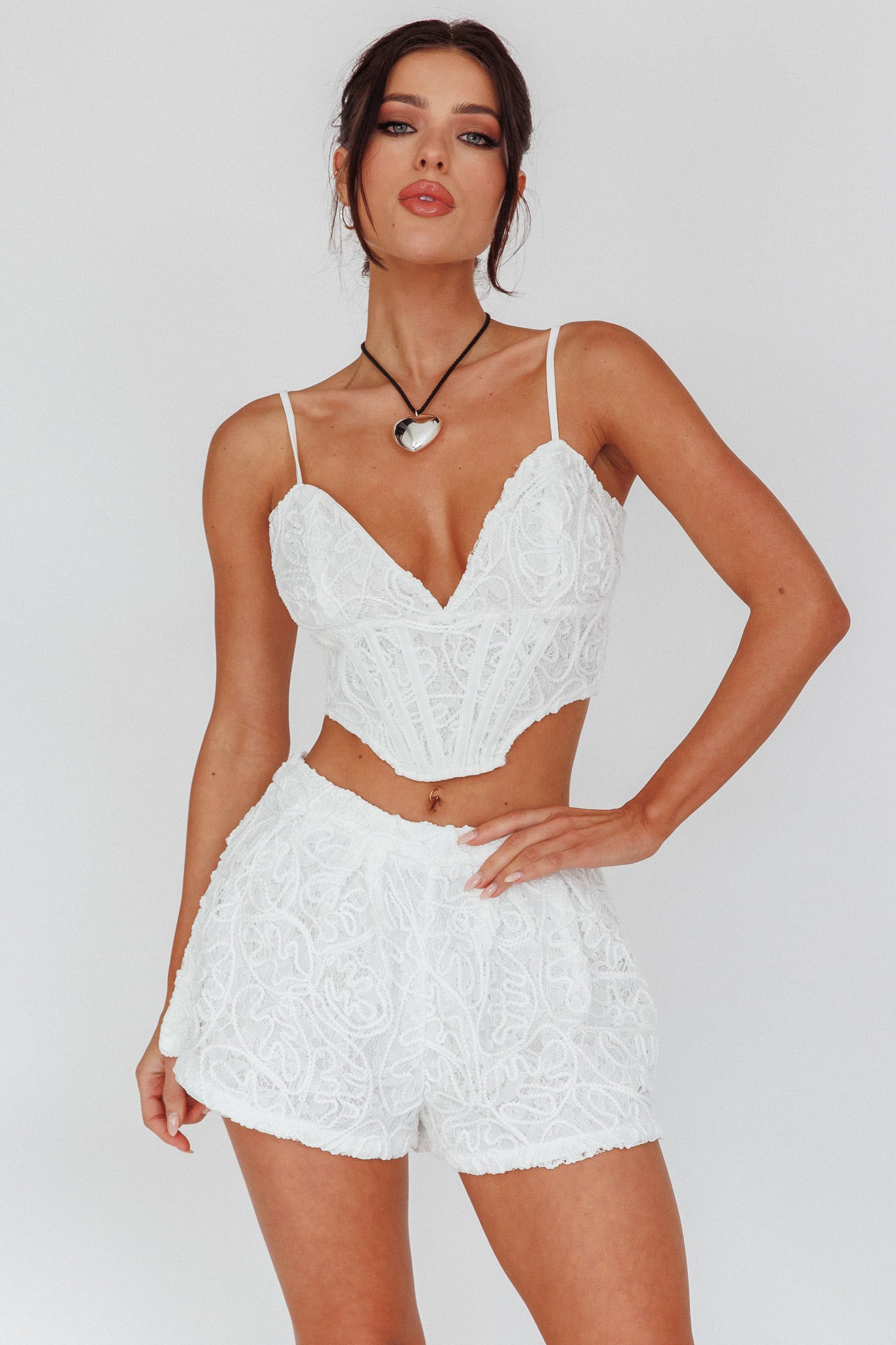 Staycation Lace Bustier Top White-Maymioy
