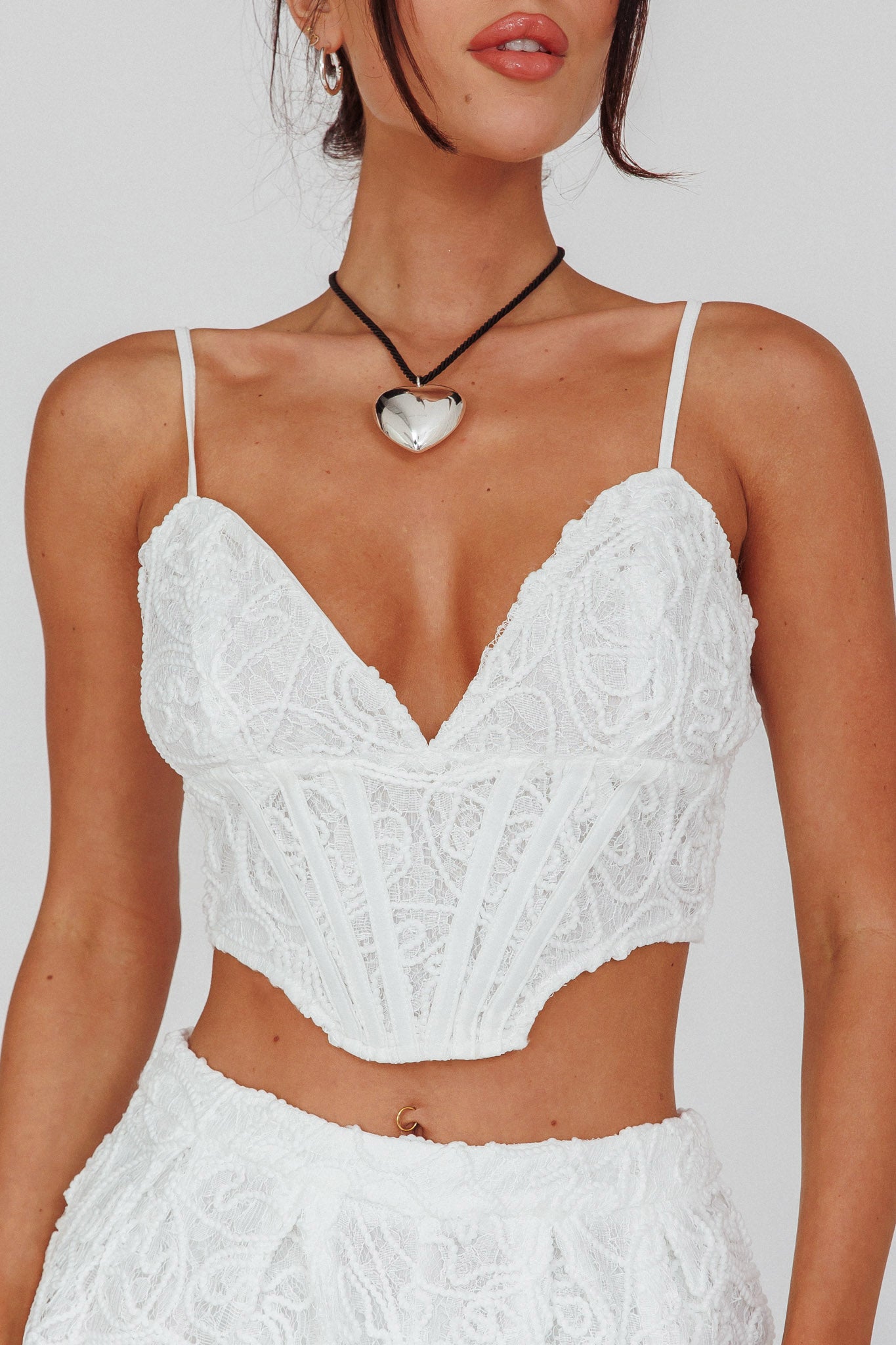Staycation Lace Bustier Top White-Maymioy