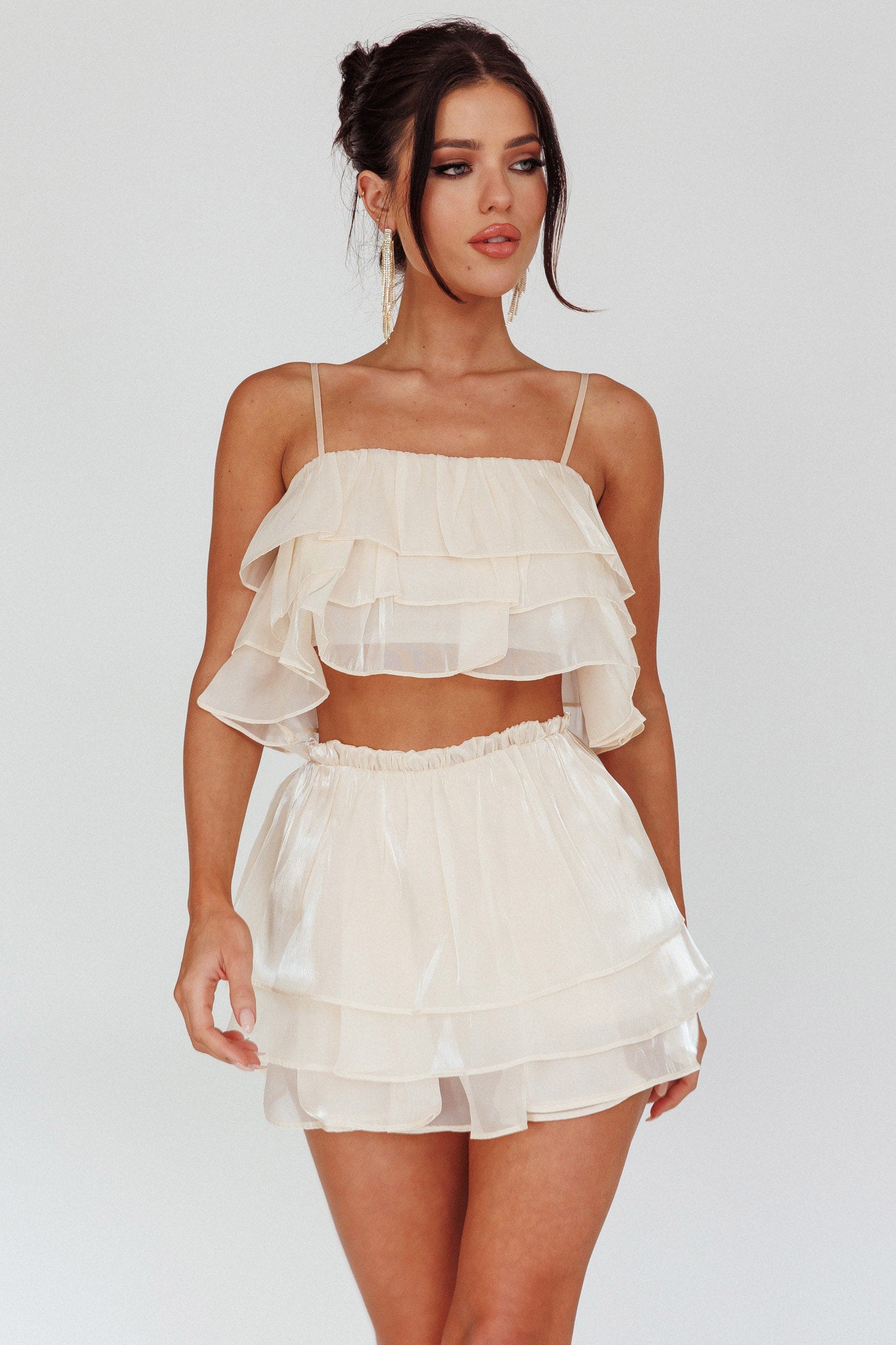 Easy To Love Layered Ruffle Shorts Cream-Maymioy