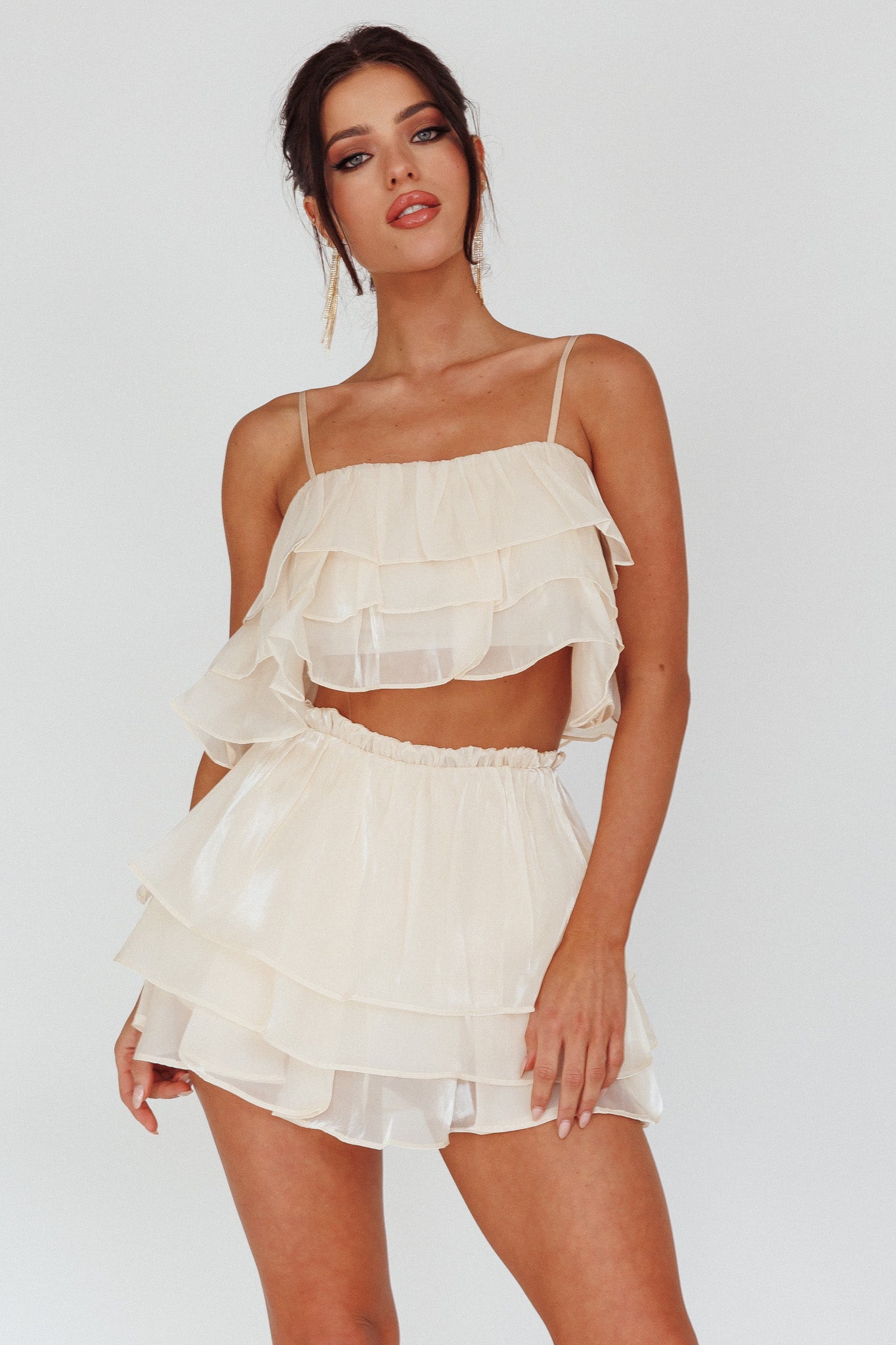 Easy To Love Layered Ruffle Shorts Cream-Maymioy