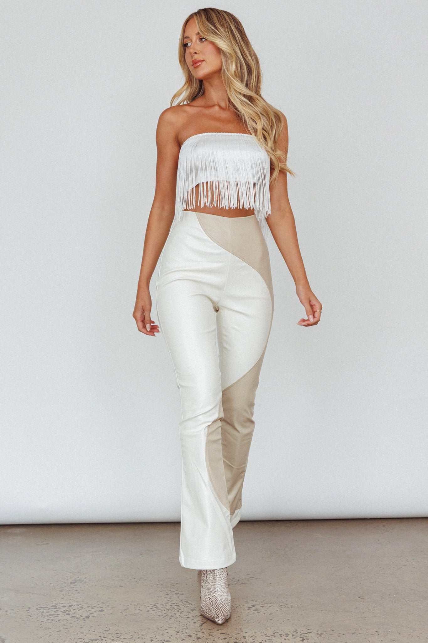 Miss Daisy Fringe Crop Top White-Maymioy
