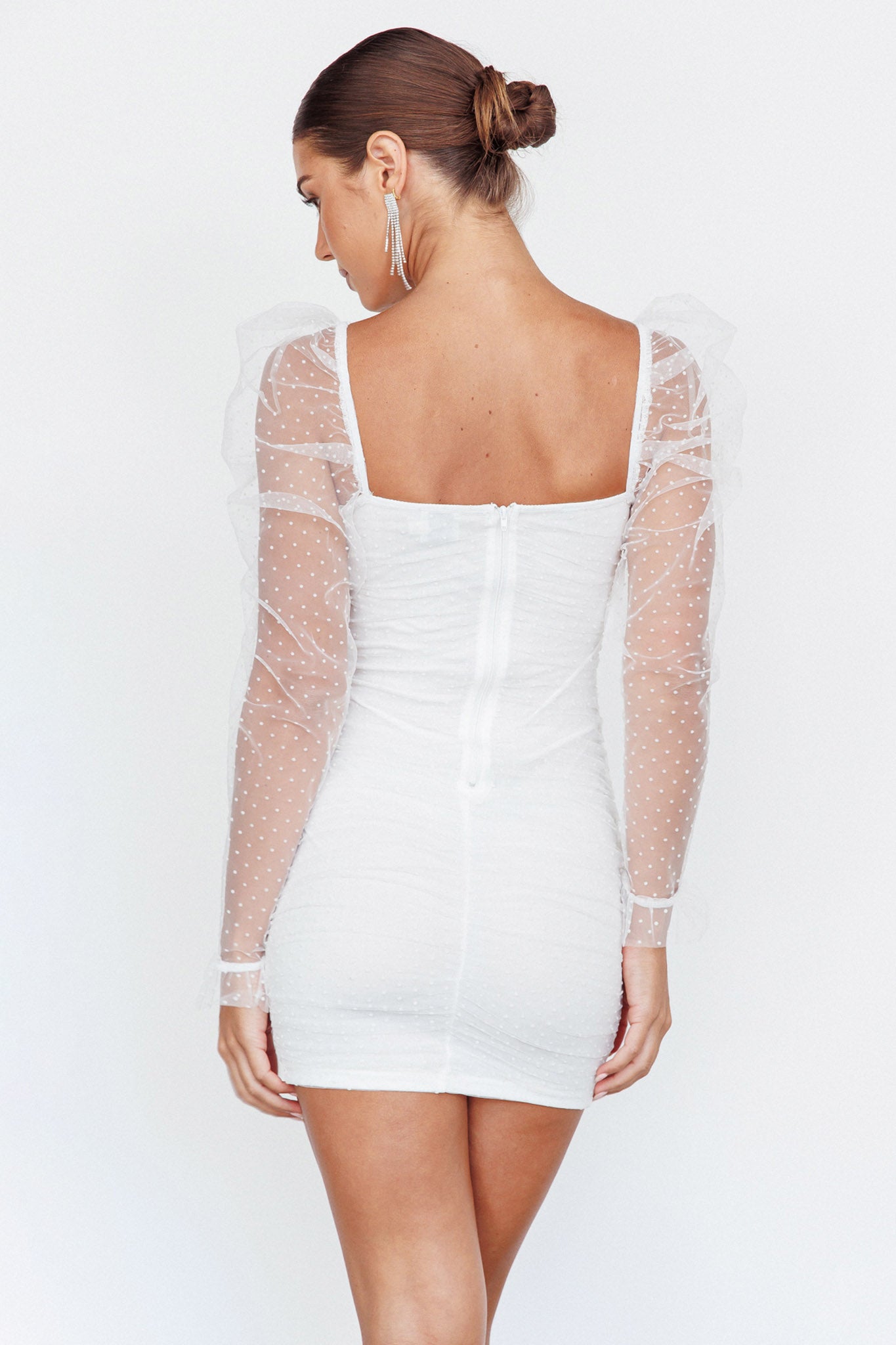 Like Lovers Hail Spot Mini Dress White-Maymioy