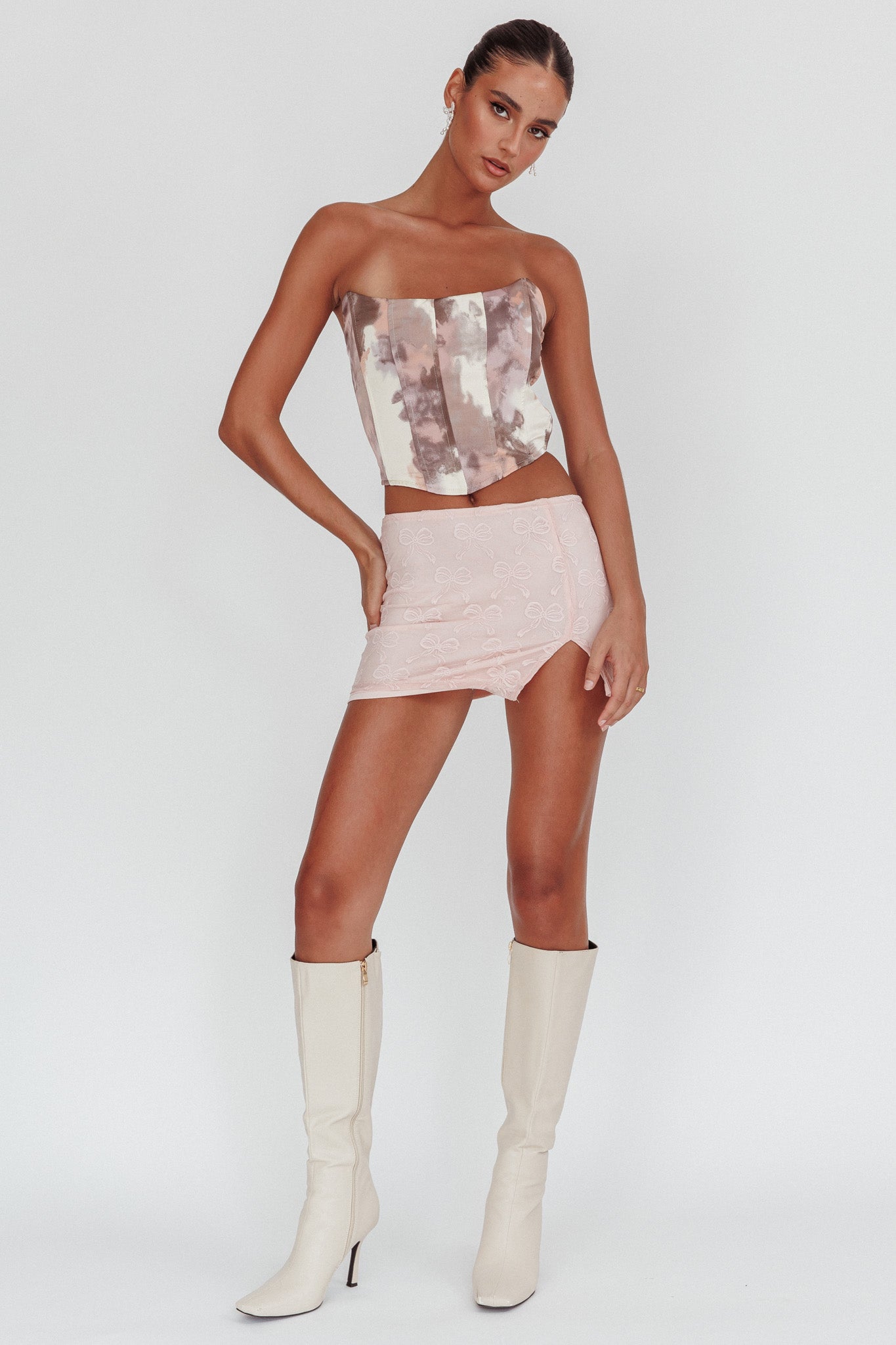 Emmalyn Corset Top Peach Multi-Maymioy