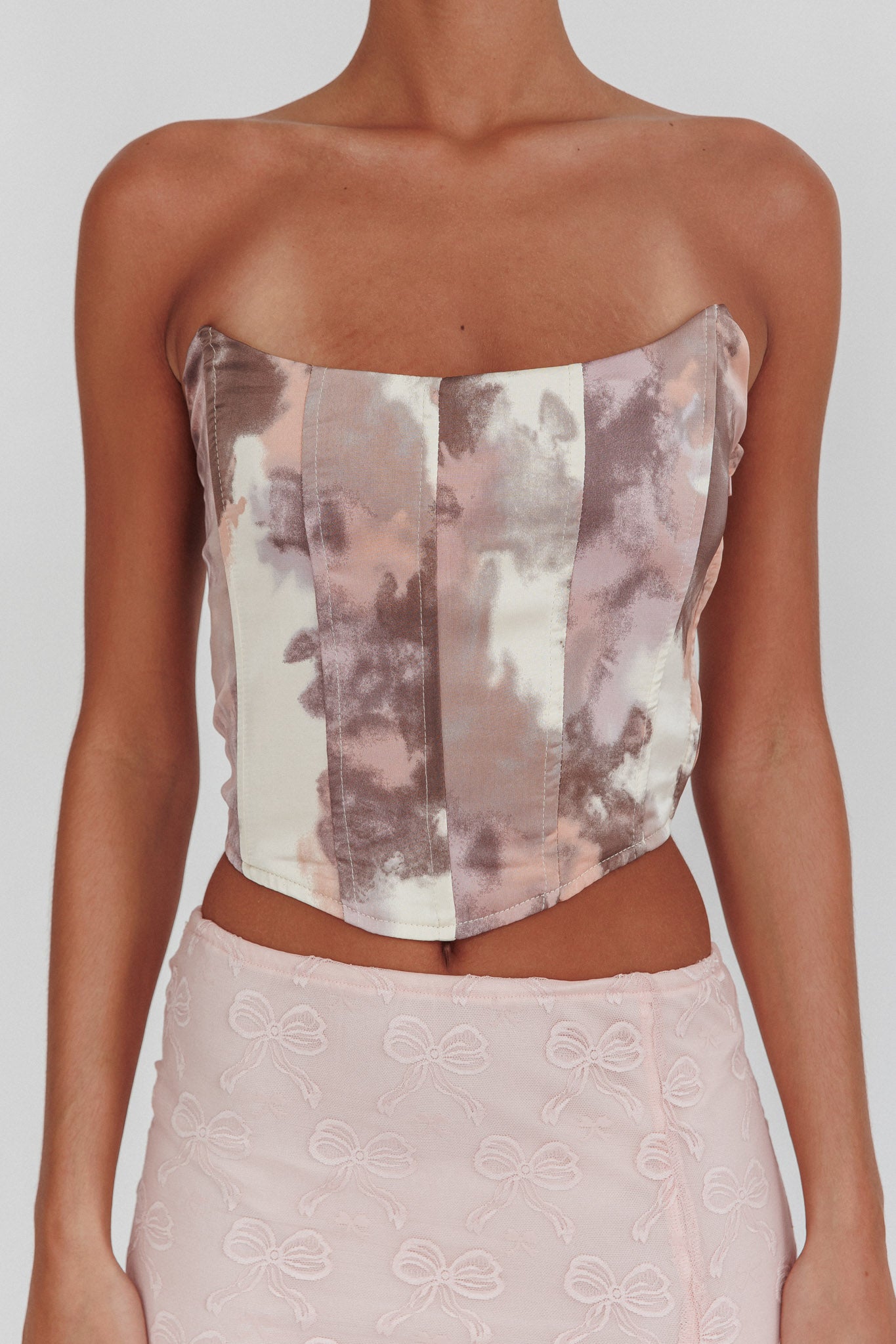 Emmalyn Corset Top Peach Multi-Maymioy