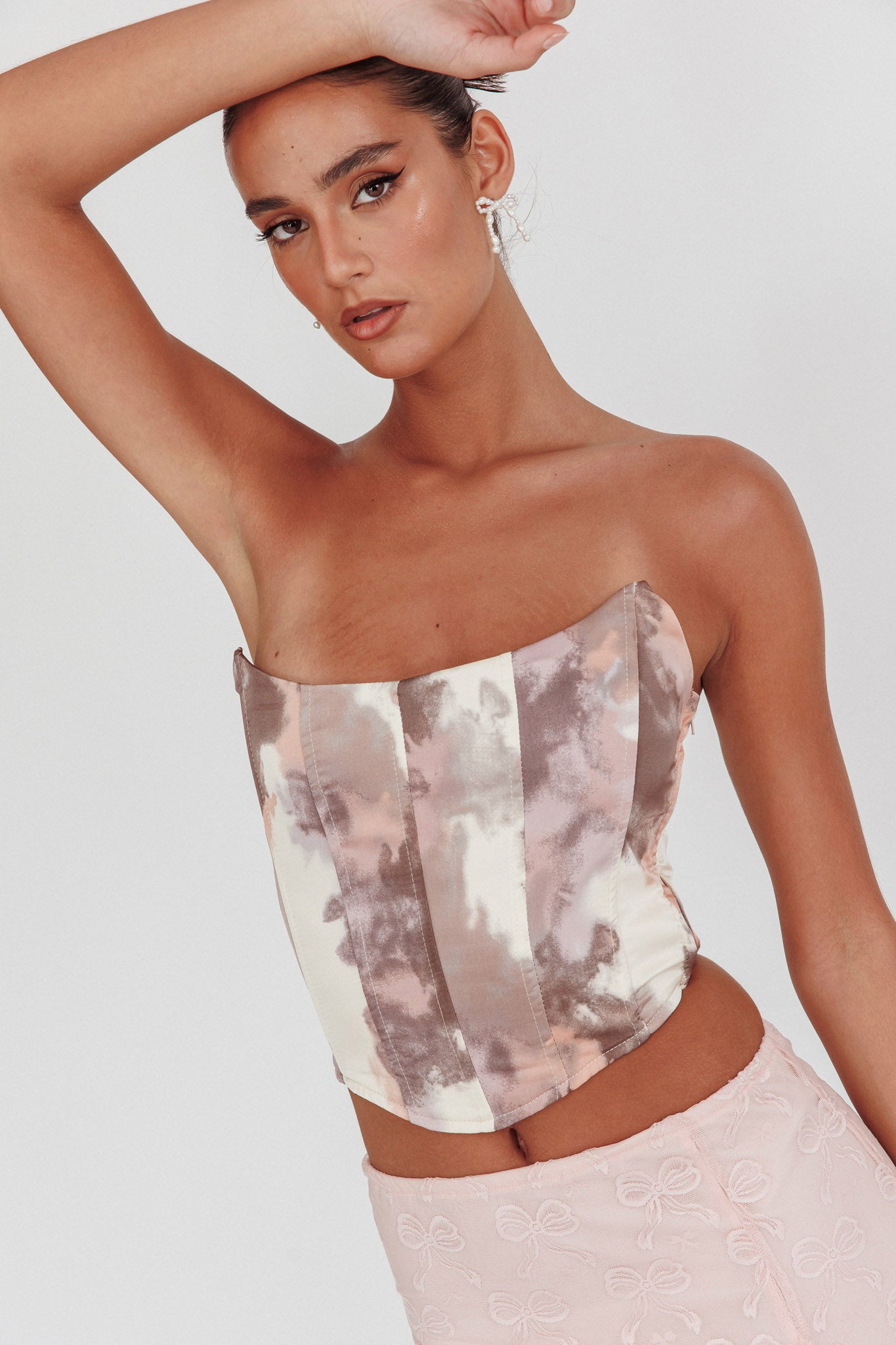 Emmalyn Corset Top Peach Multi-Maymioy