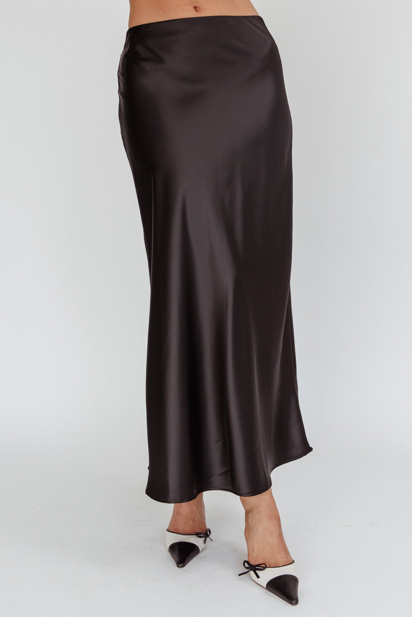 Unrequited Love Satin Maxi Skirt Black-Maymioy