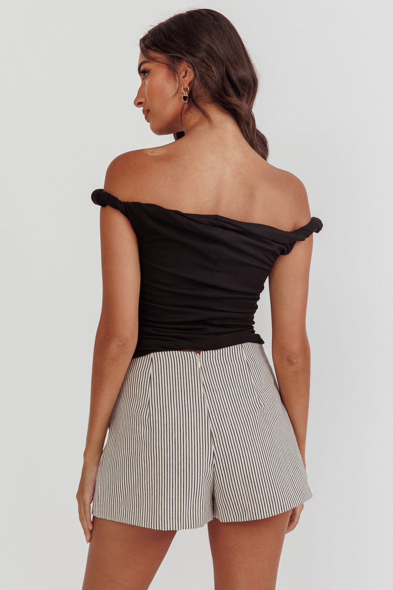 Teri Rolled Off-Shoulder Top Black-Maymioy