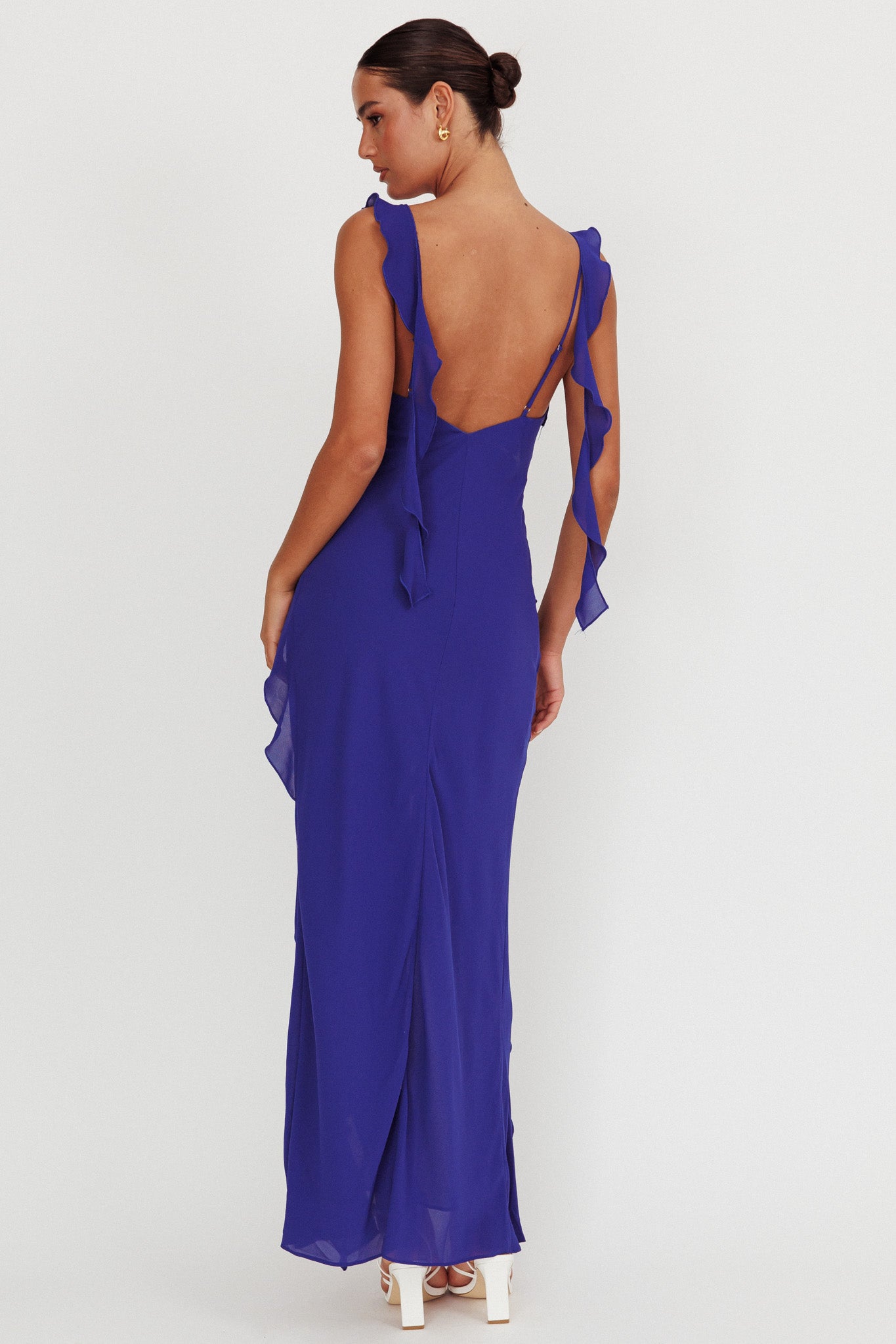 Joyride Ruffle Maxi Dress Royal Blue-Maymioy