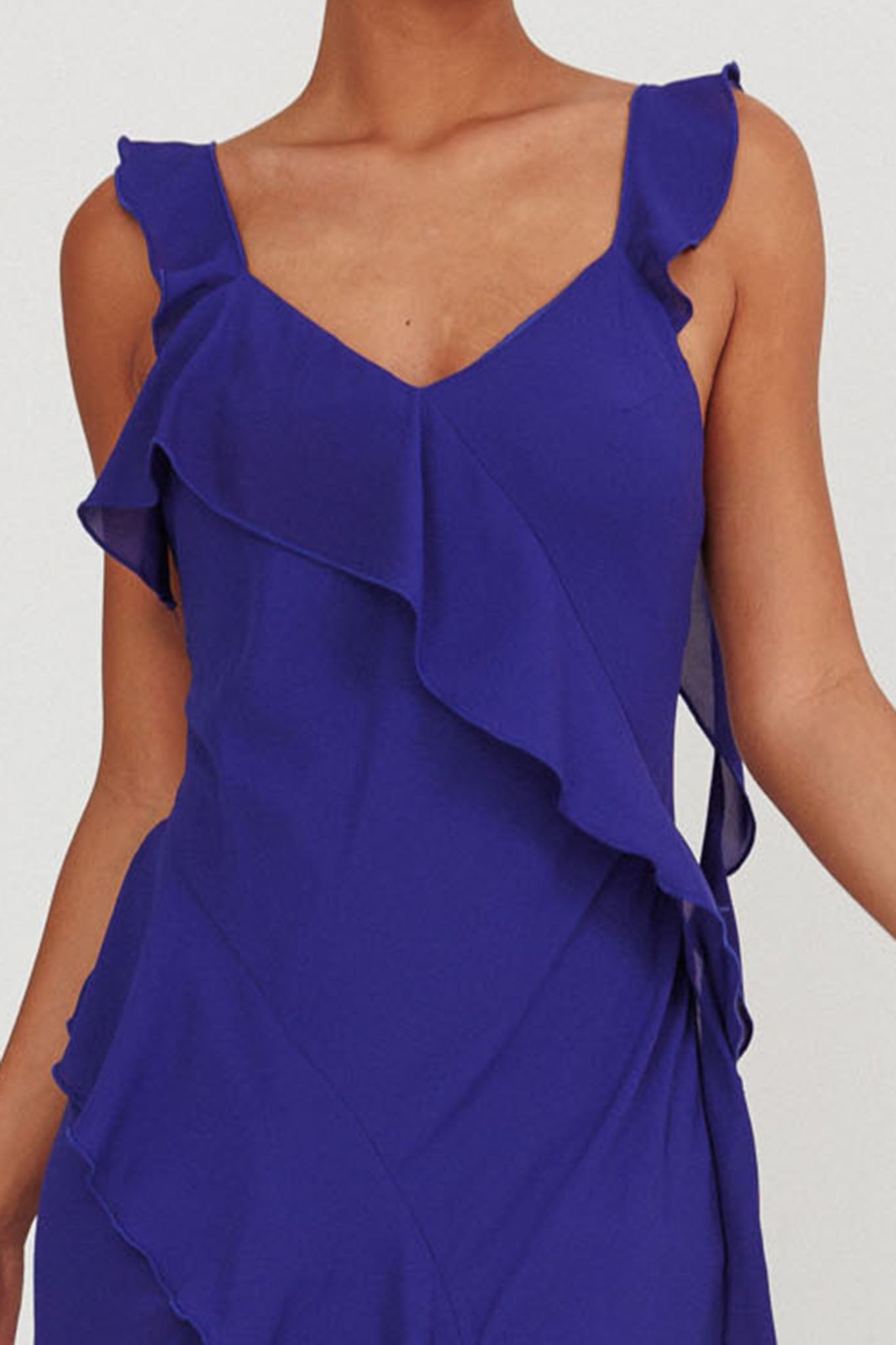 Joyride Ruffle Maxi Dress Royal Blue-Maymioy