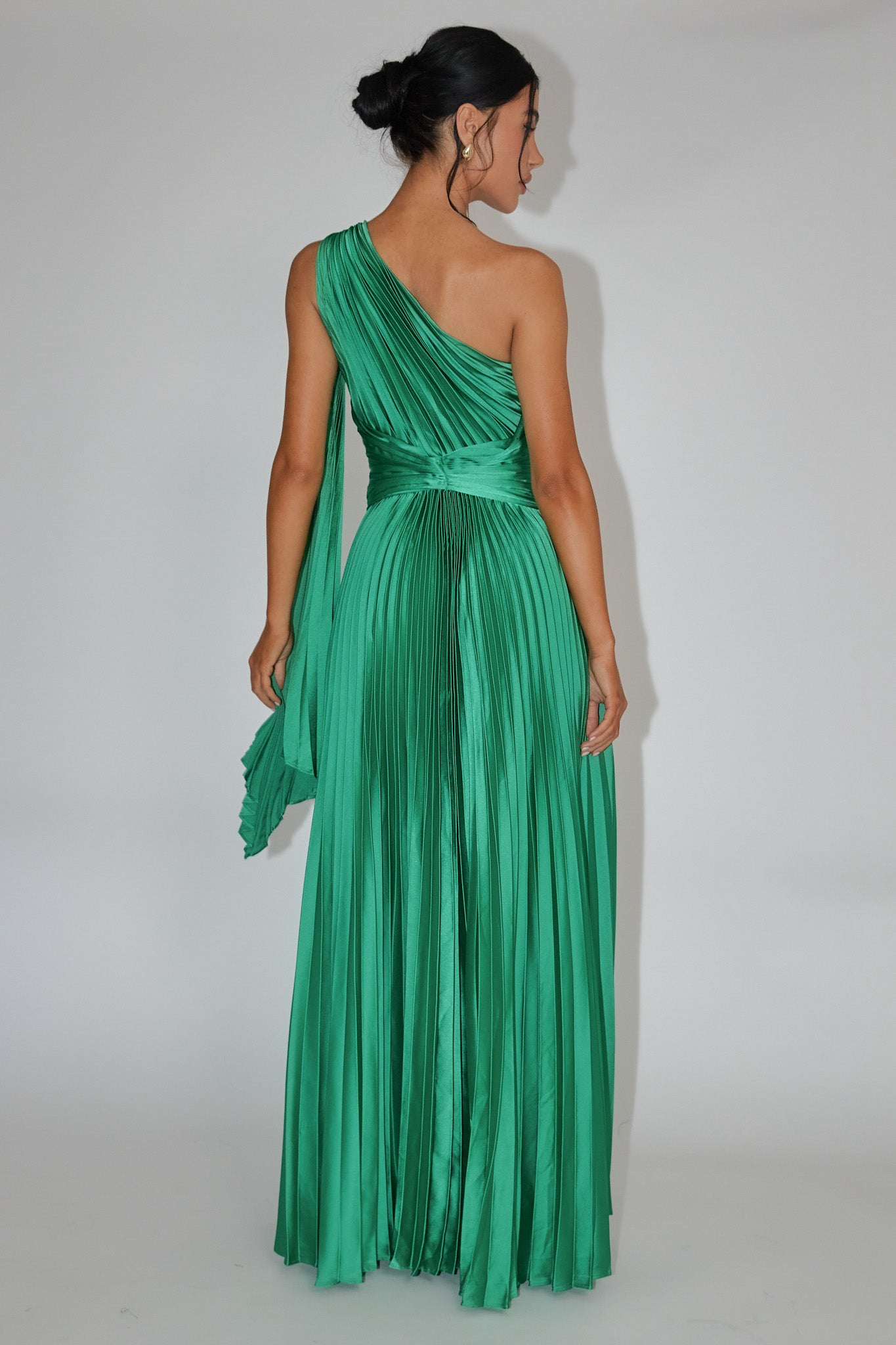 Laxmi Accordion Pleat Maxi Dress Kelly Green-Maymioy