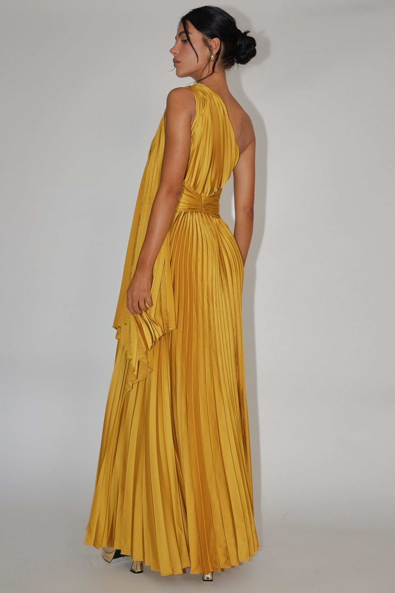 Laxmi Accordion Pleat Maxi Dress Moss-Maymioy