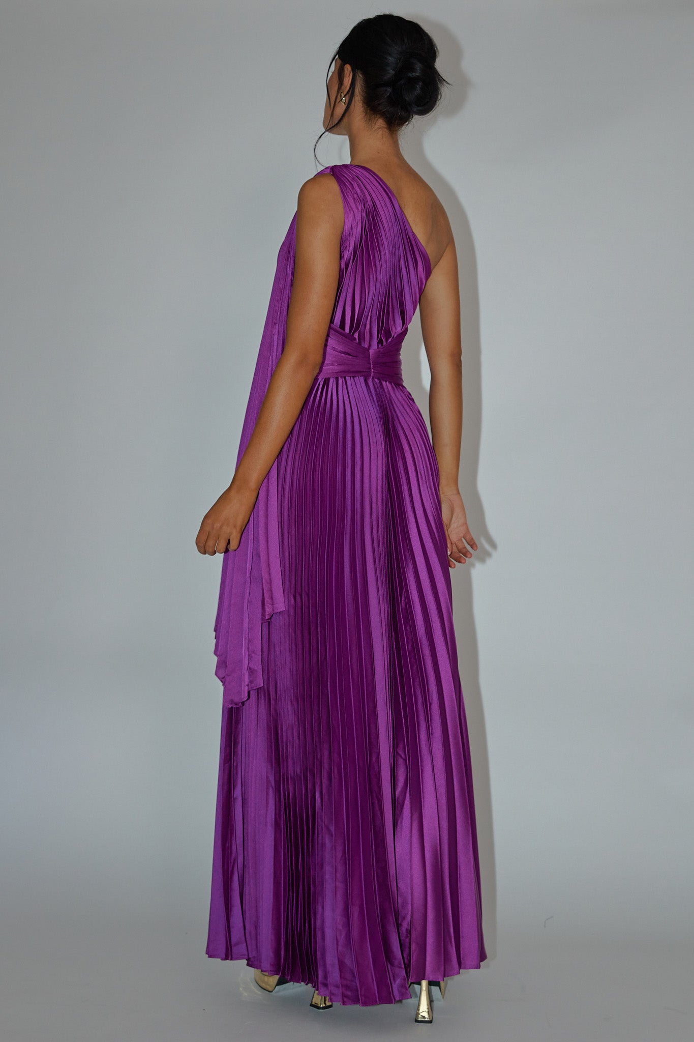 Laxmi Accordion Pleat Maxi Dress Purple-Maymioy