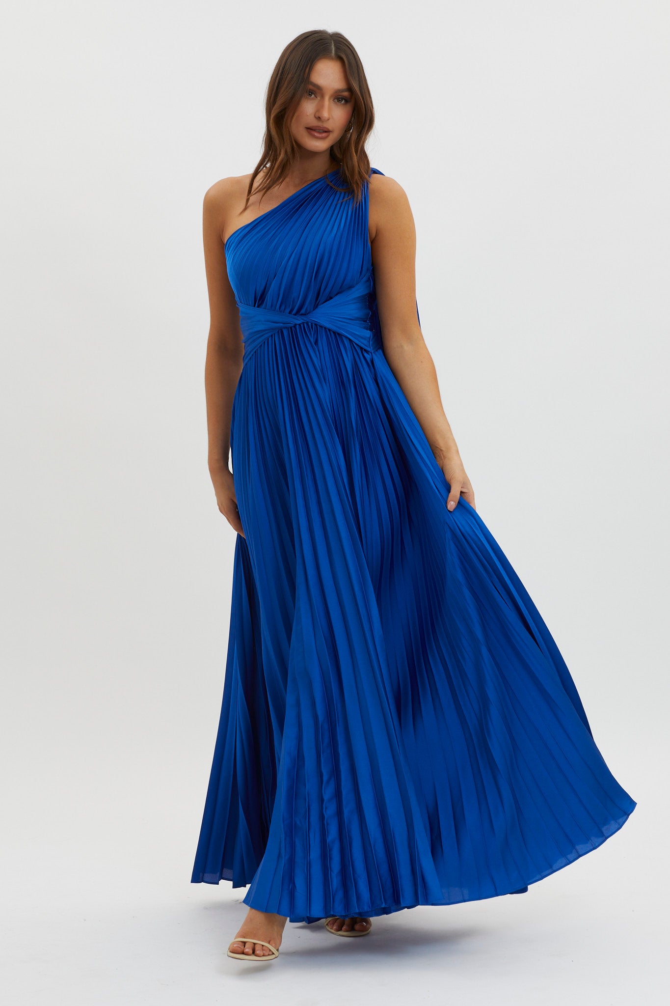 Laxmi Accordion Pleat Maxi Dress Royal Blue-Maymioy