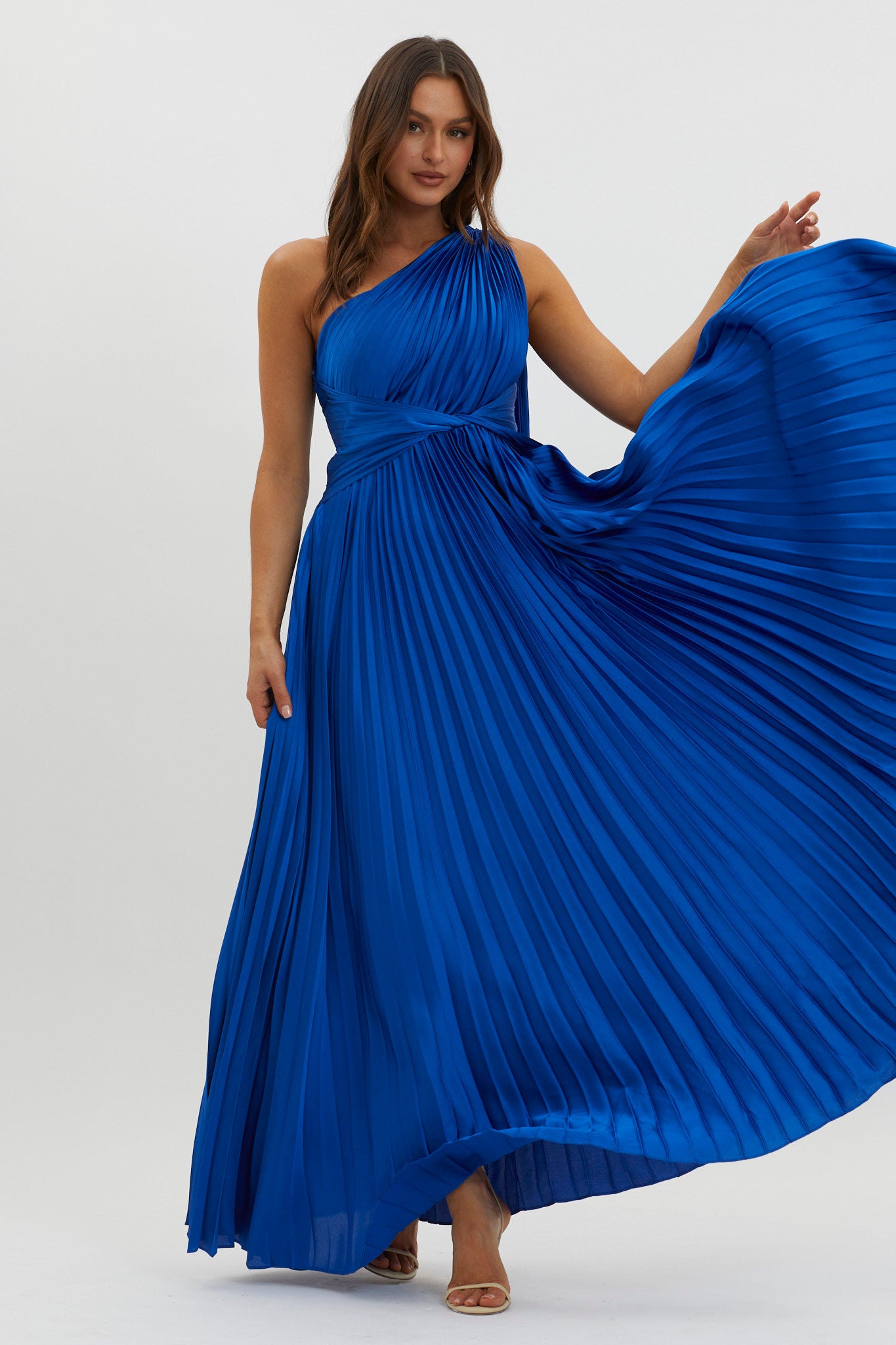 Laxmi Accordion Pleat Maxi Dress Royal Blue-Maymioy