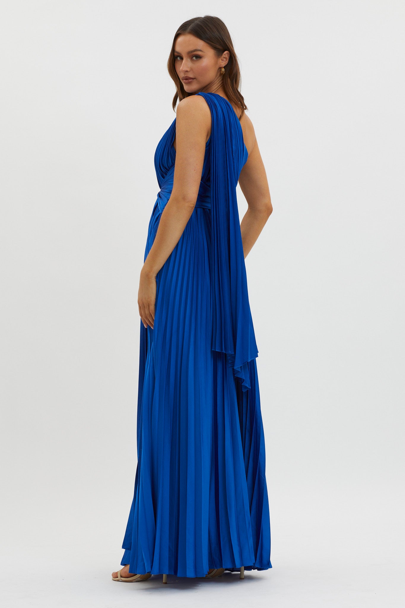 Laxmi Accordion Pleat Maxi Dress Royal Blue-Maymioy