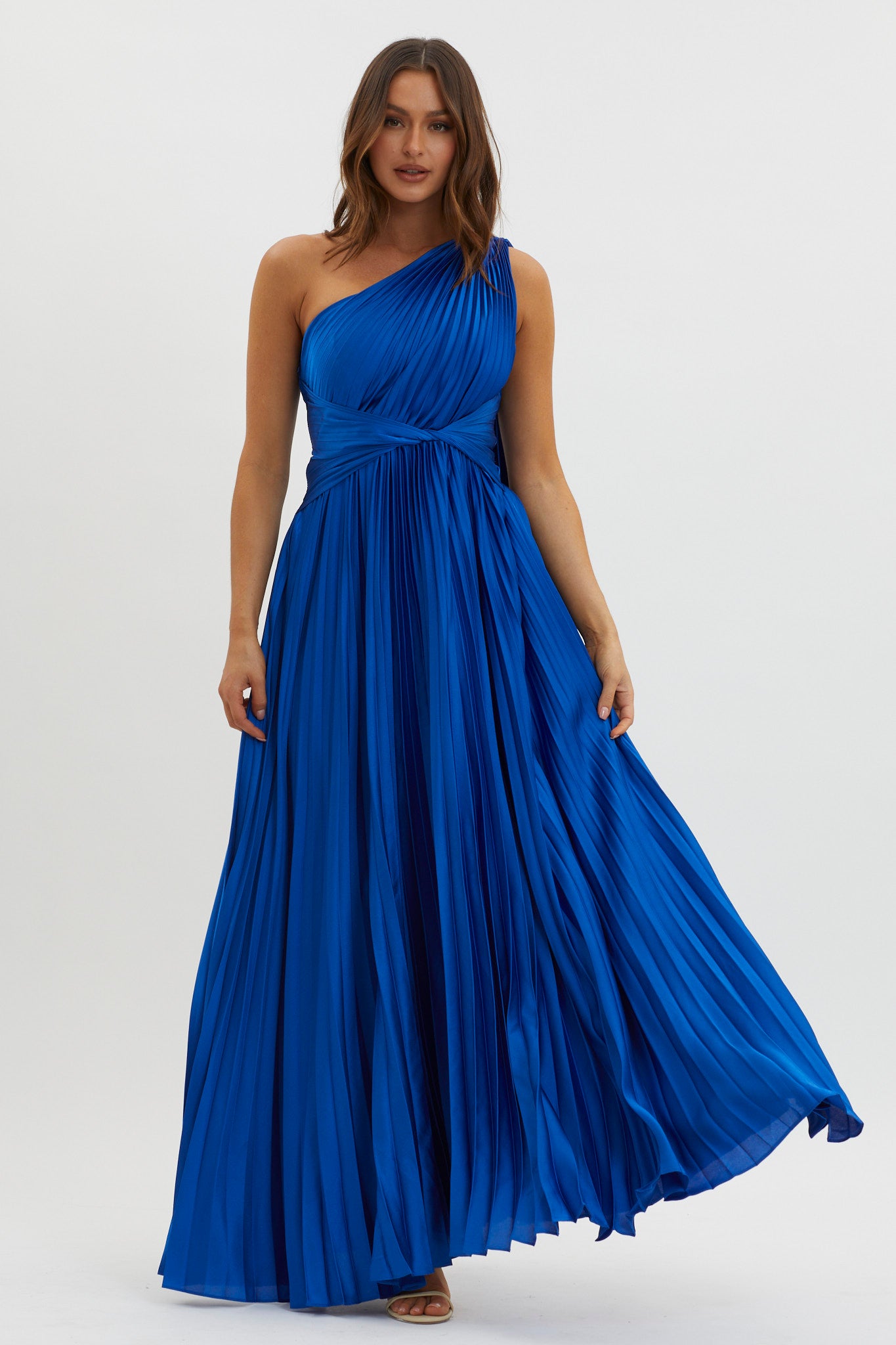 Laxmi Accordion Pleat Maxi Dress Royal Blue-Maymioy