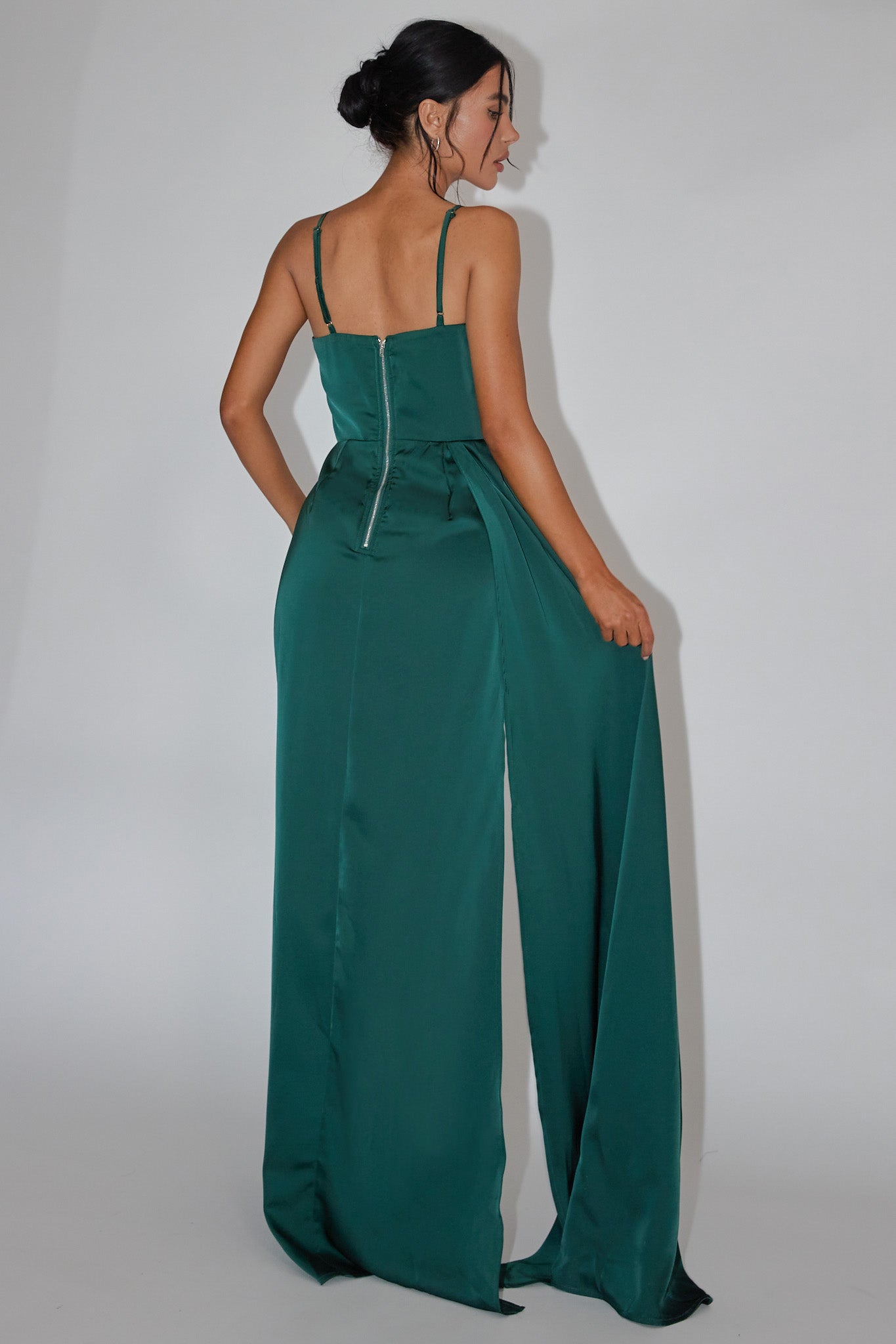Secret Sweetheart Neckline Split Maxi Dress Hunter Green-Maymioy