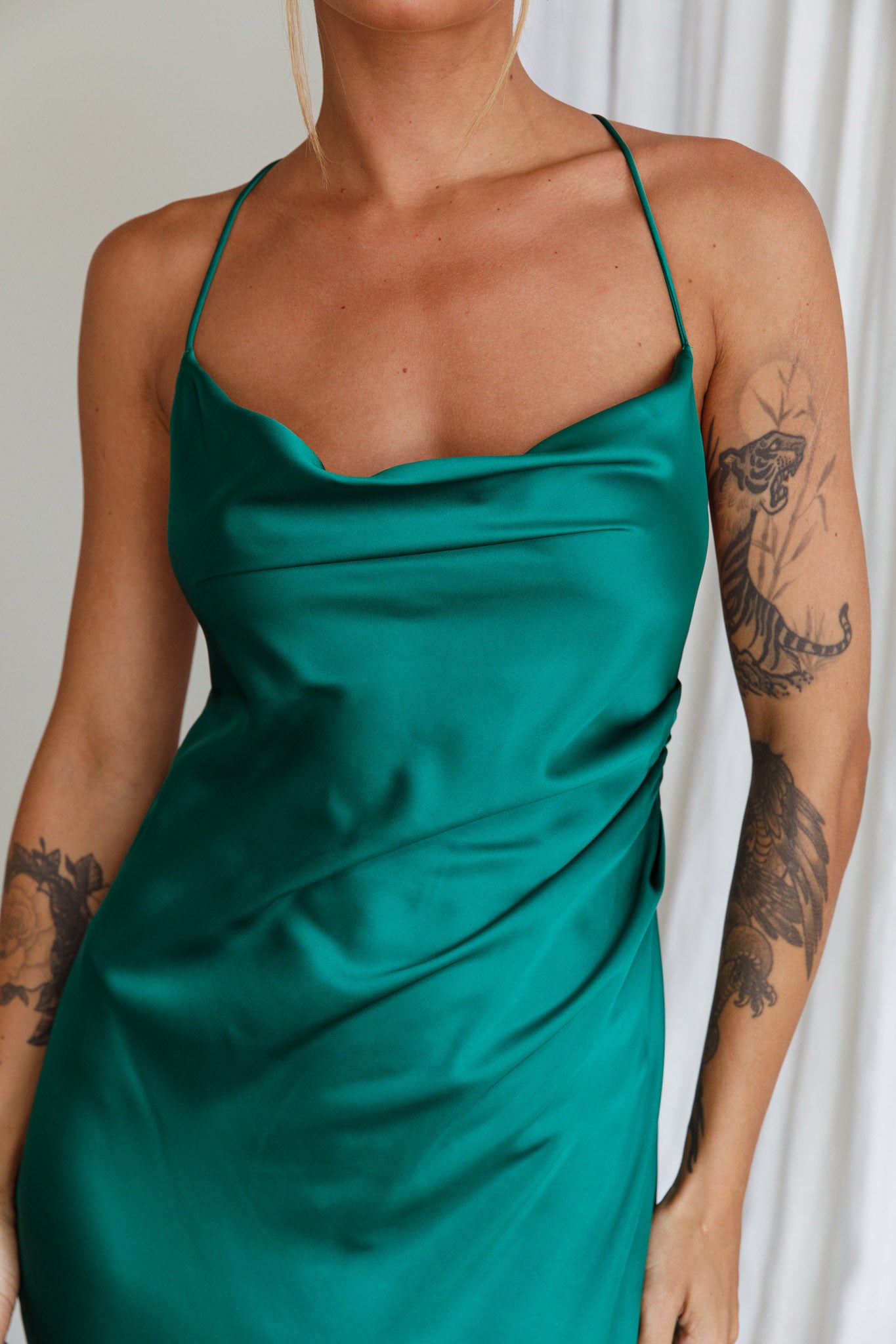 Palma Low Back Strappy Maxi Dress Emerald-Maymioy