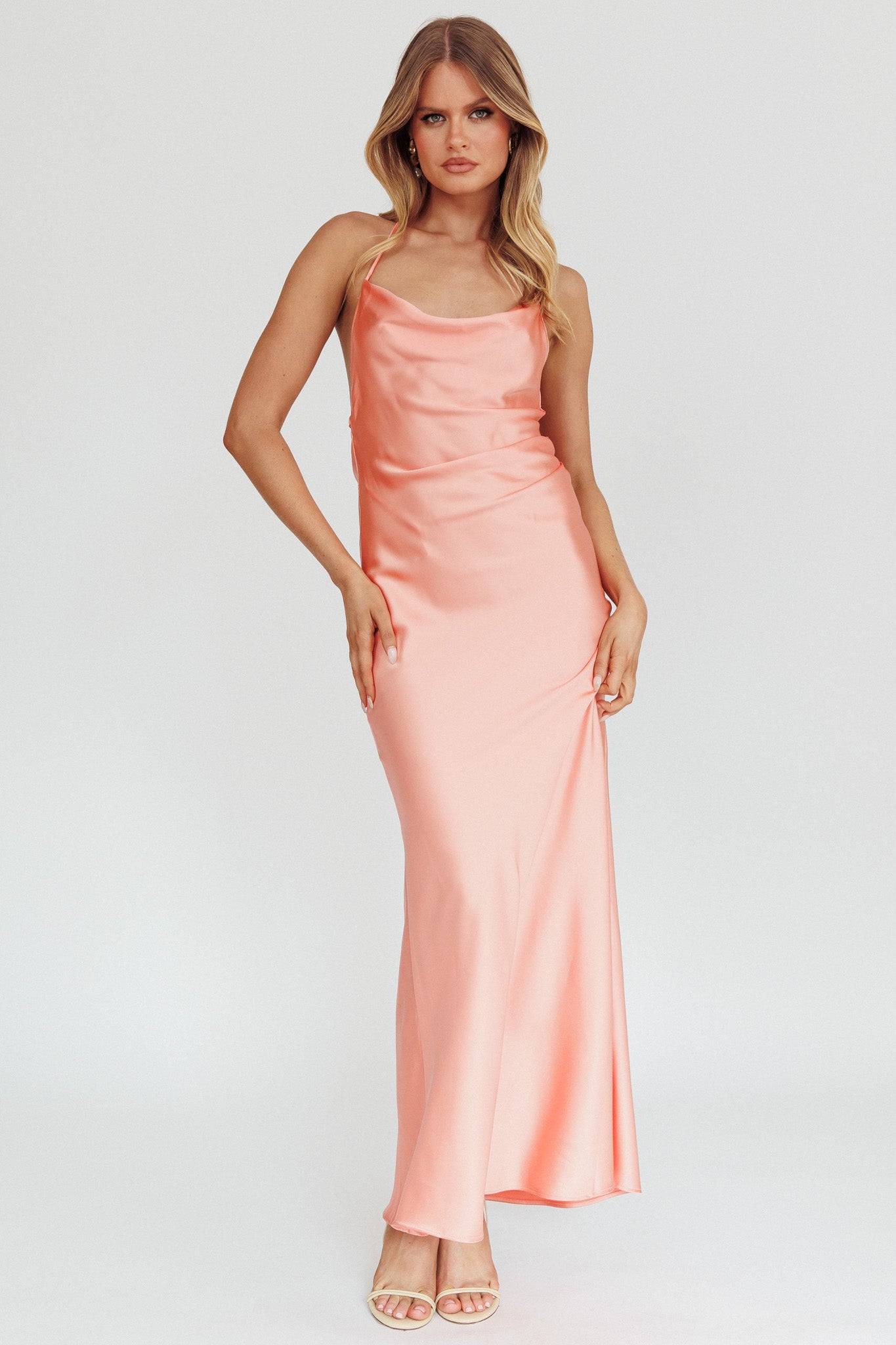 Palma Low Back Strappy Maxi Dress Peach-Maymioy