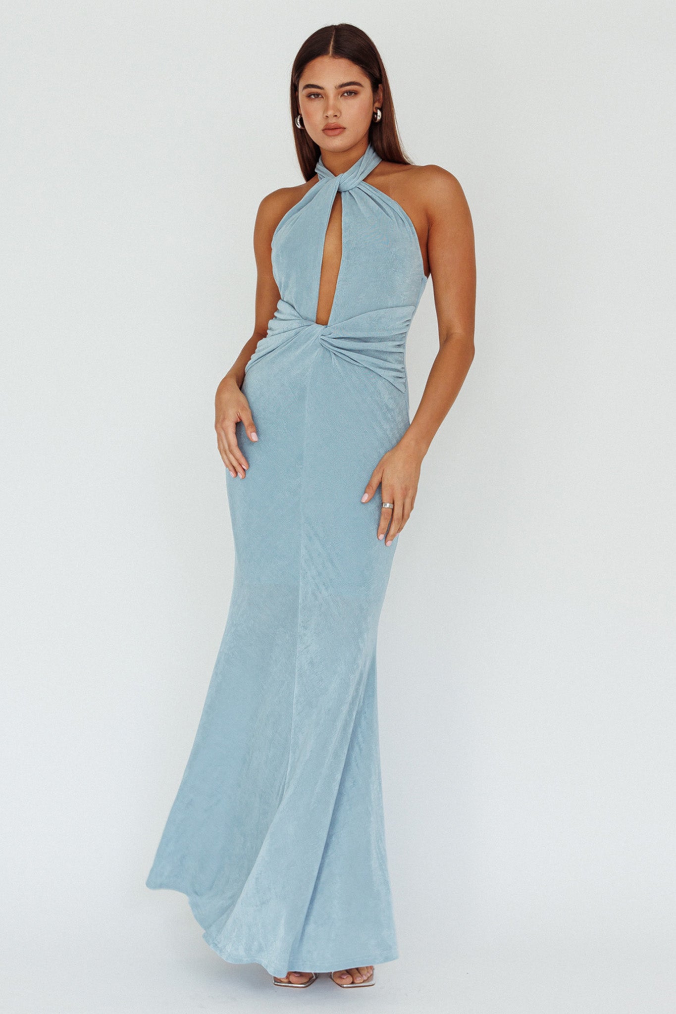 Ileana Twist Bodice Maxi Dress Light Blue-Maymioy