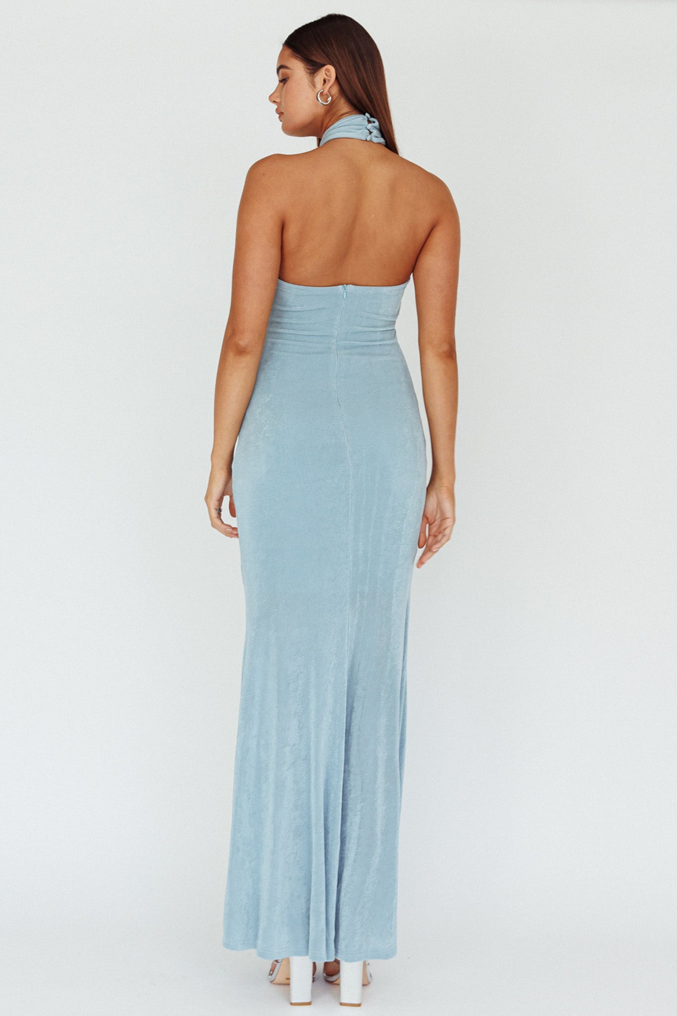 Ileana Twist Bodice Maxi Dress Light Blue-Maymioy