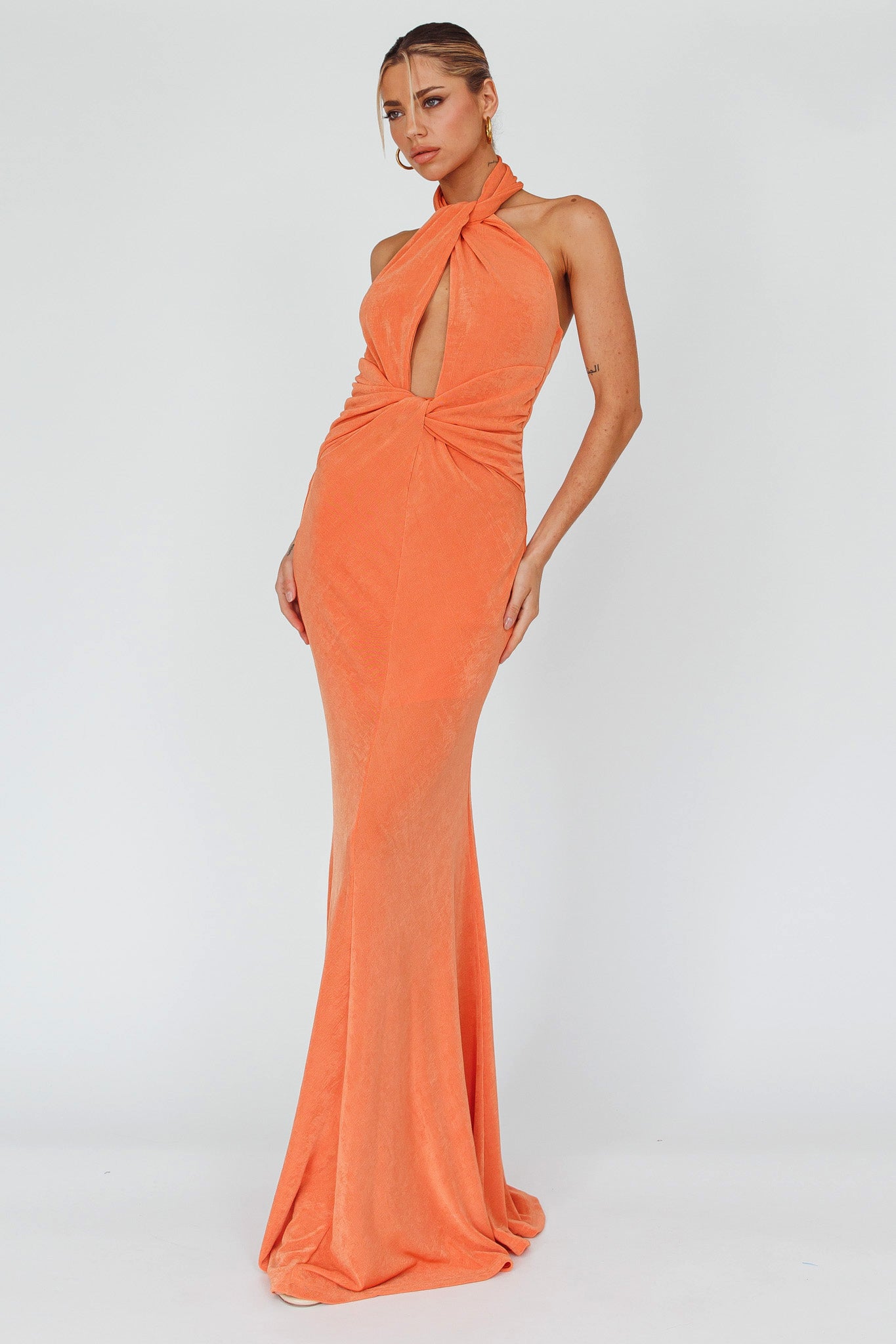 Ileana Twist Bodice Maxi Dress Orange-Maymioy