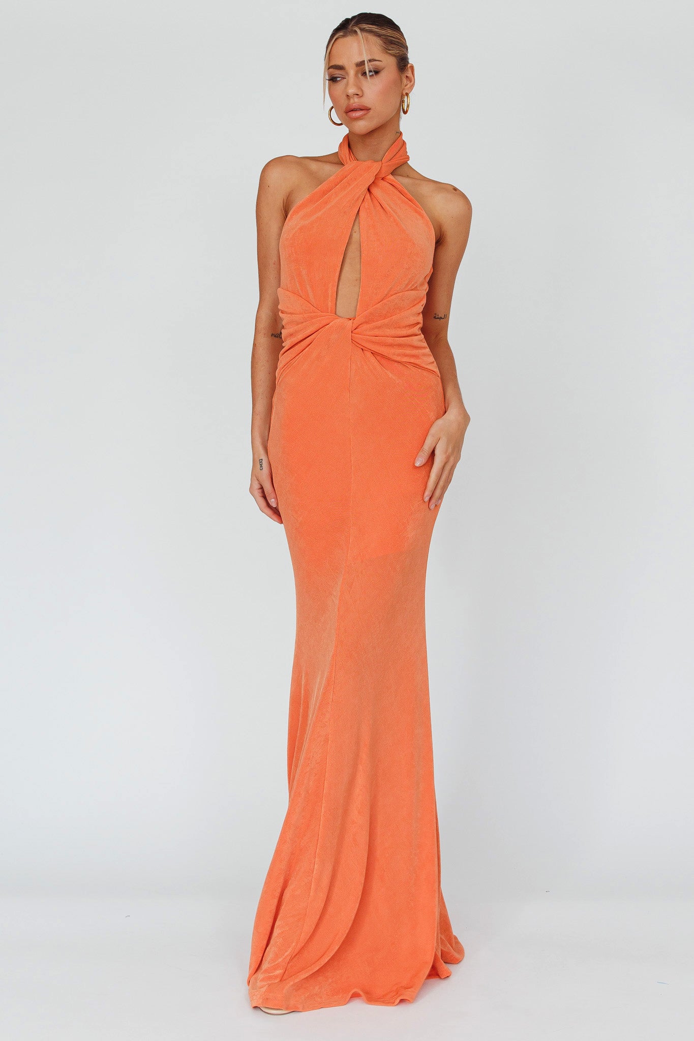 Ileana Twist Bodice Maxi Dress Orange-Maymioy
